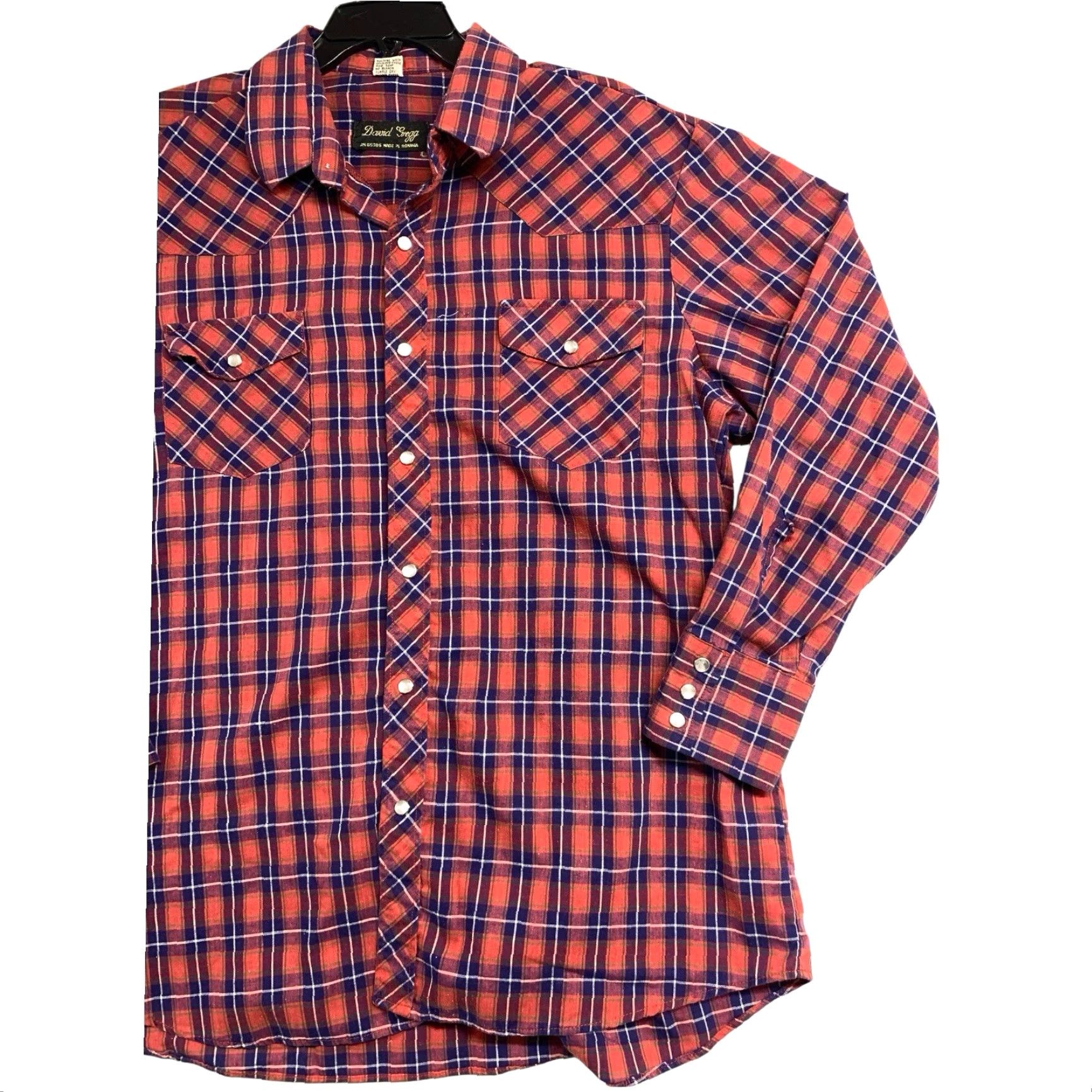 Vintage David Gregg Men’s XL Western Plaid Long Sleeve Shirt Collared ...
