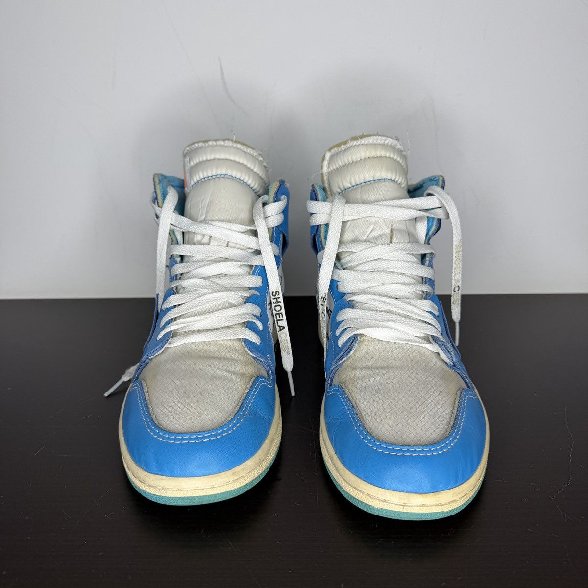 Nike × Off-White Nike Off-White Blue UNC Jordan 1 Hightop Sneakers Size US 9.5 / EU 42-43 - 2 Thumbnail