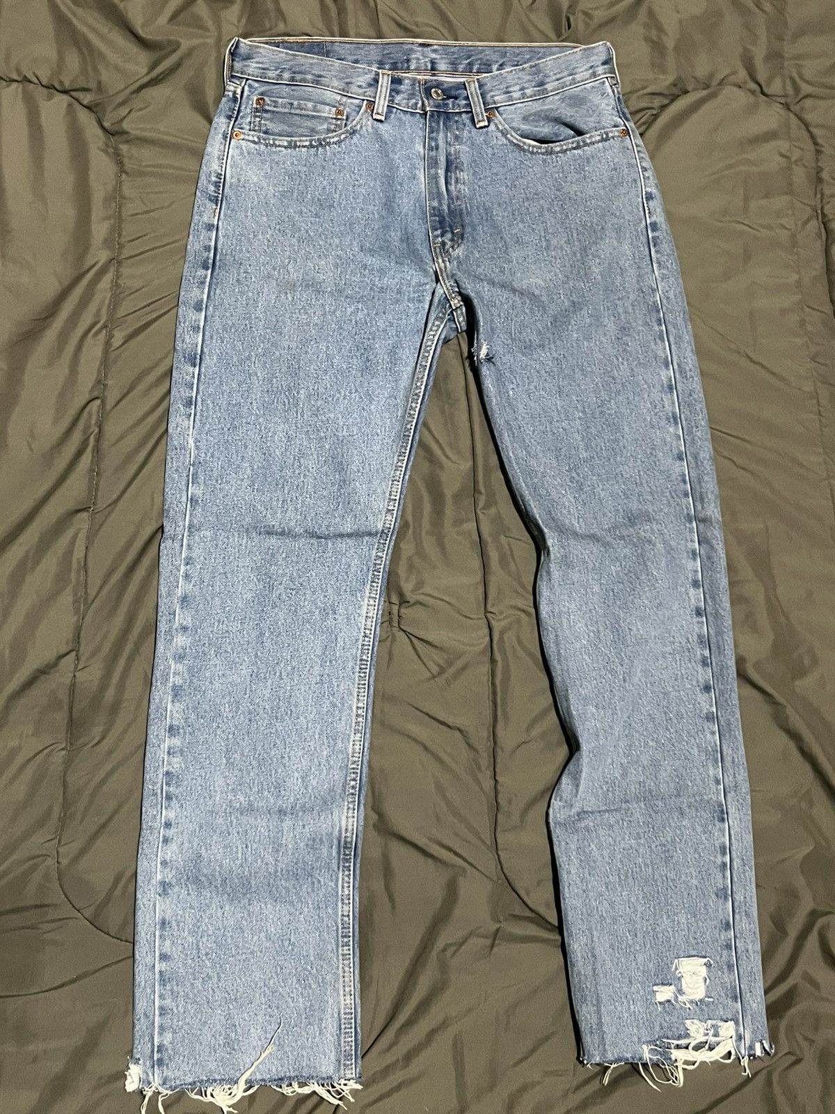 Levi's Levis Hand Distressed 505s Blue Denim Size US 34 / EU 50 - 1 Thumbnail