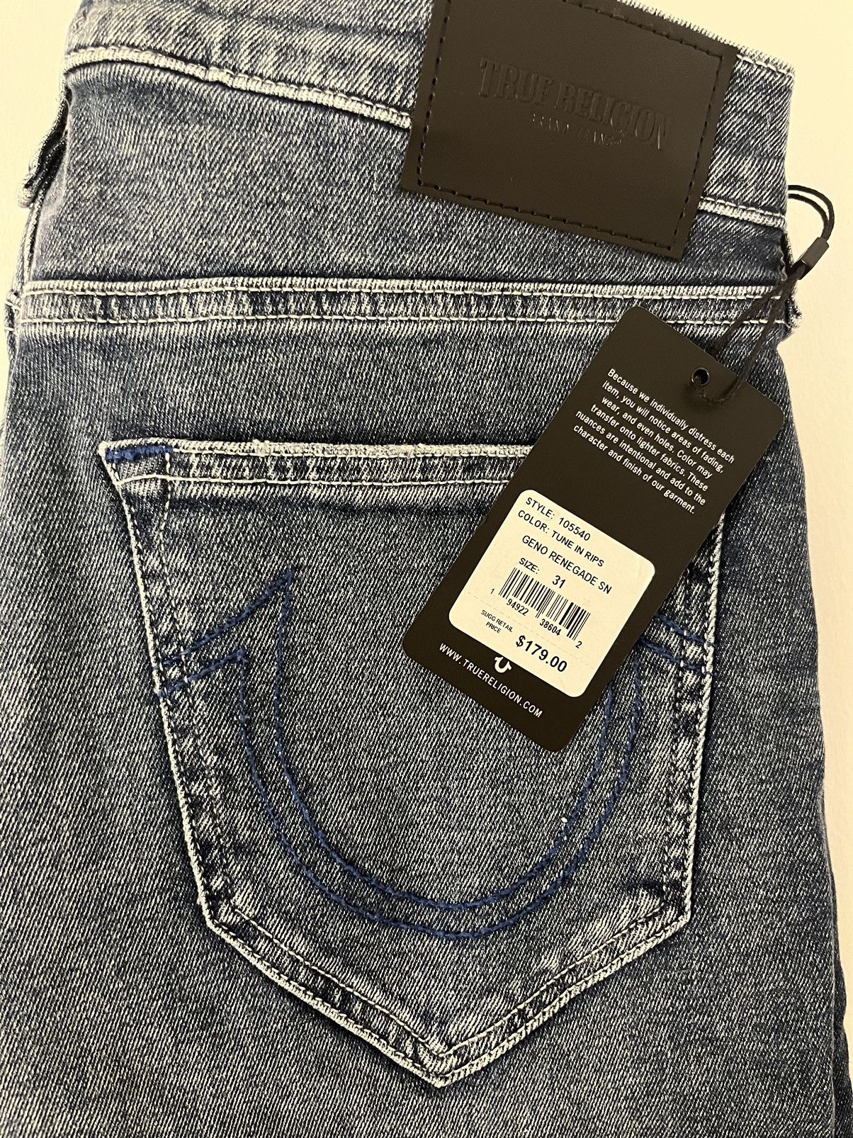 True Religion True Religion Slim Fit Washed Blue Jeans Size US 31 - 1 Thumbnail