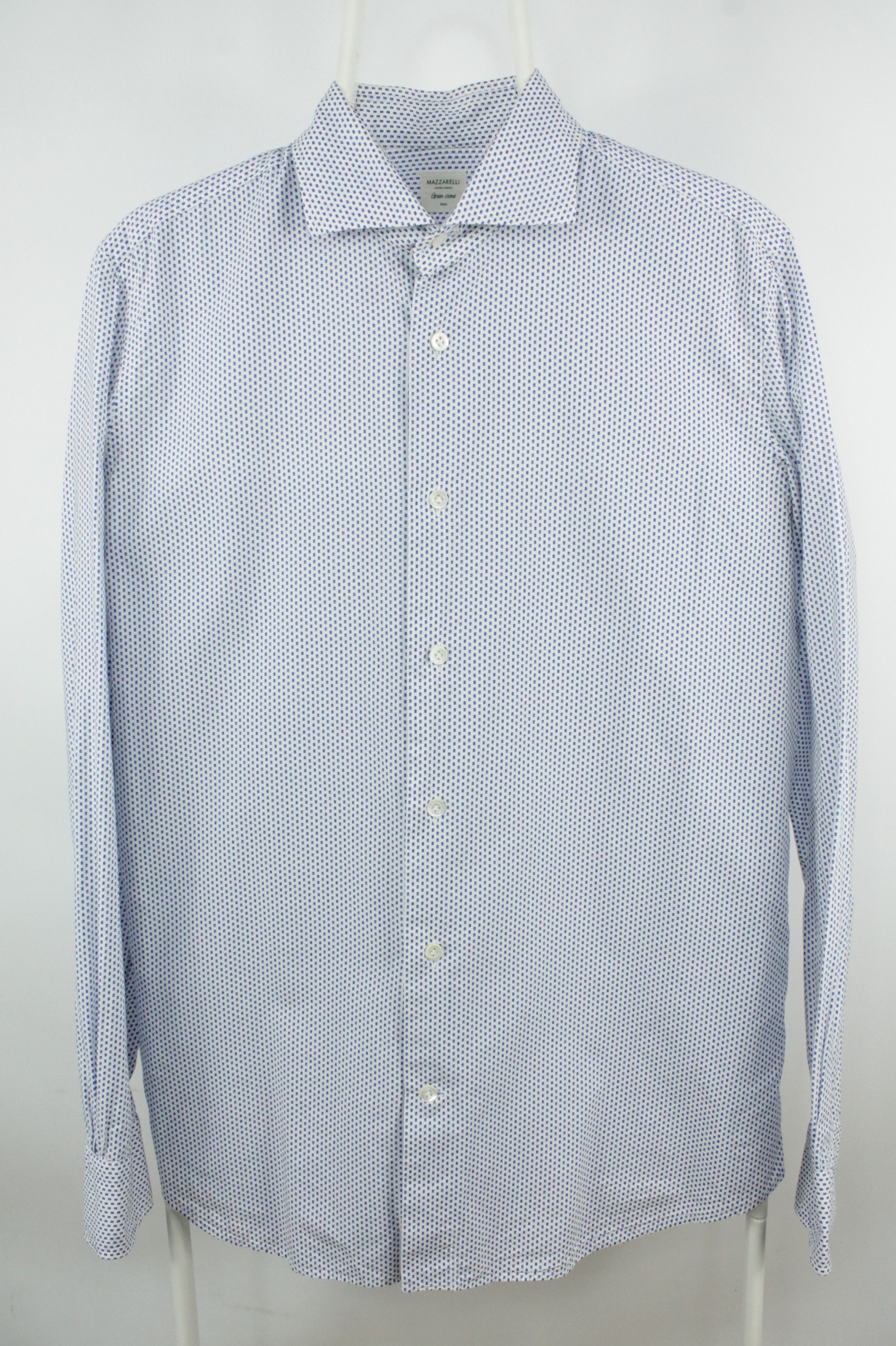 Mazzarelli Mazzarelli Green Stone Micro Pattern Slim Fit Dress Shirt Size US M / EU 48-50 / 2 - 1 Thumbnail