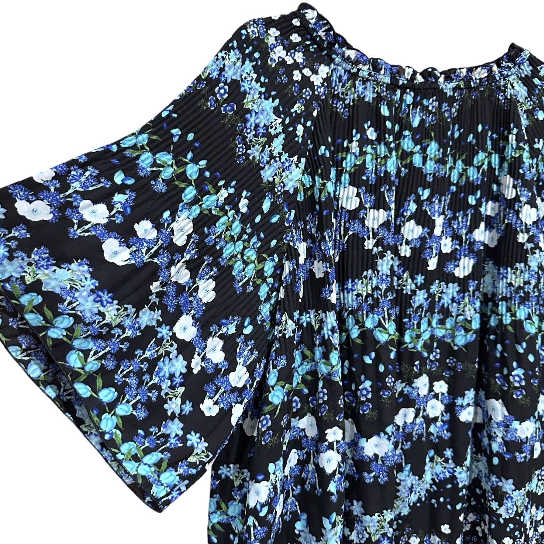 Worthington Worthington Blouse Women XL Black Blue Floral Pleated Smocked Peasant Top Boho Size XL / US 12-14 / IT 48-50 - 4 Thumbnail