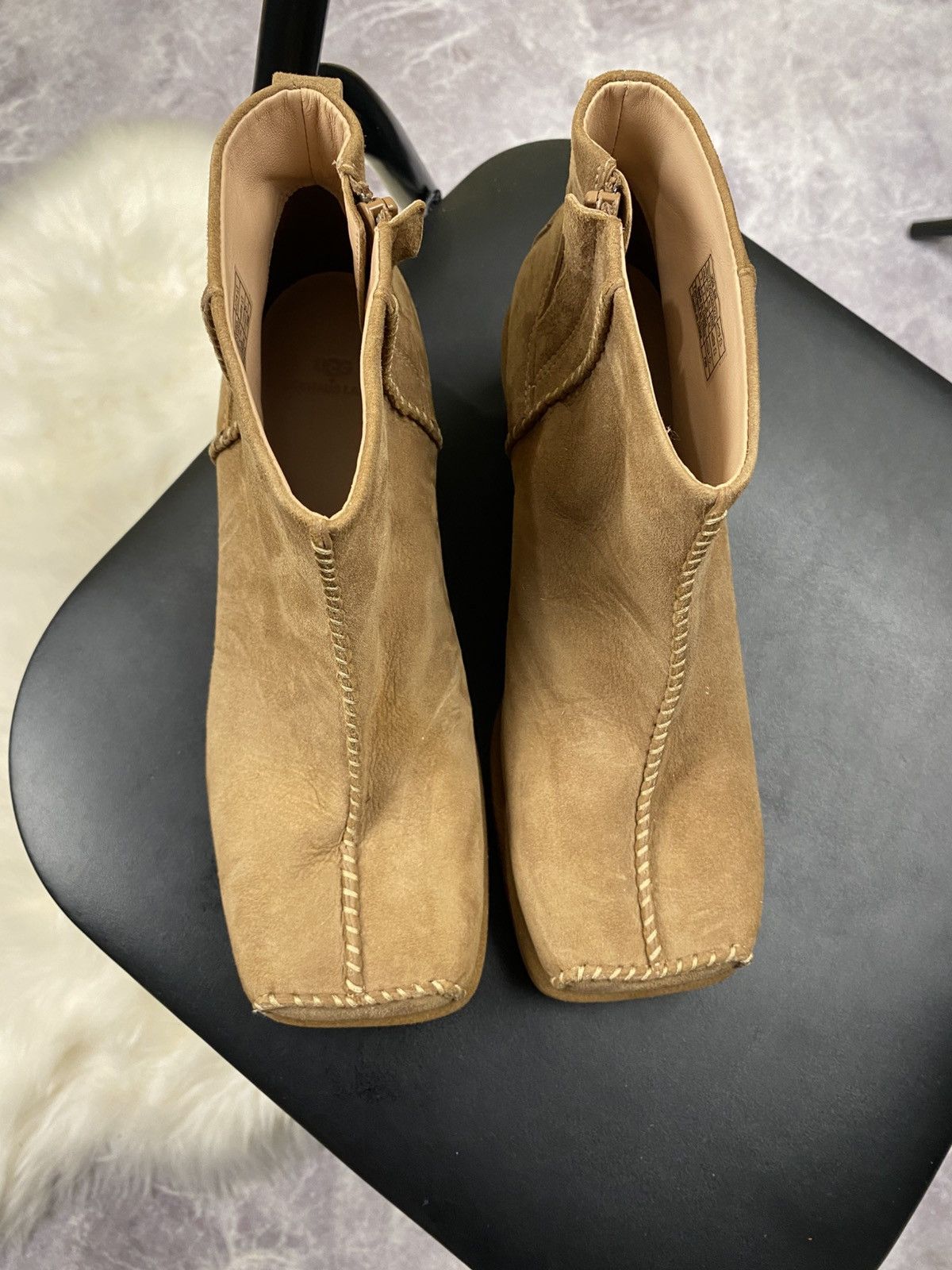 Eckhaus Latta Ugg X Eckhaus Latta Beige Leather Square Toe Boots Size: 38 Size US 8 / IT 38 - 3 Thumbnail