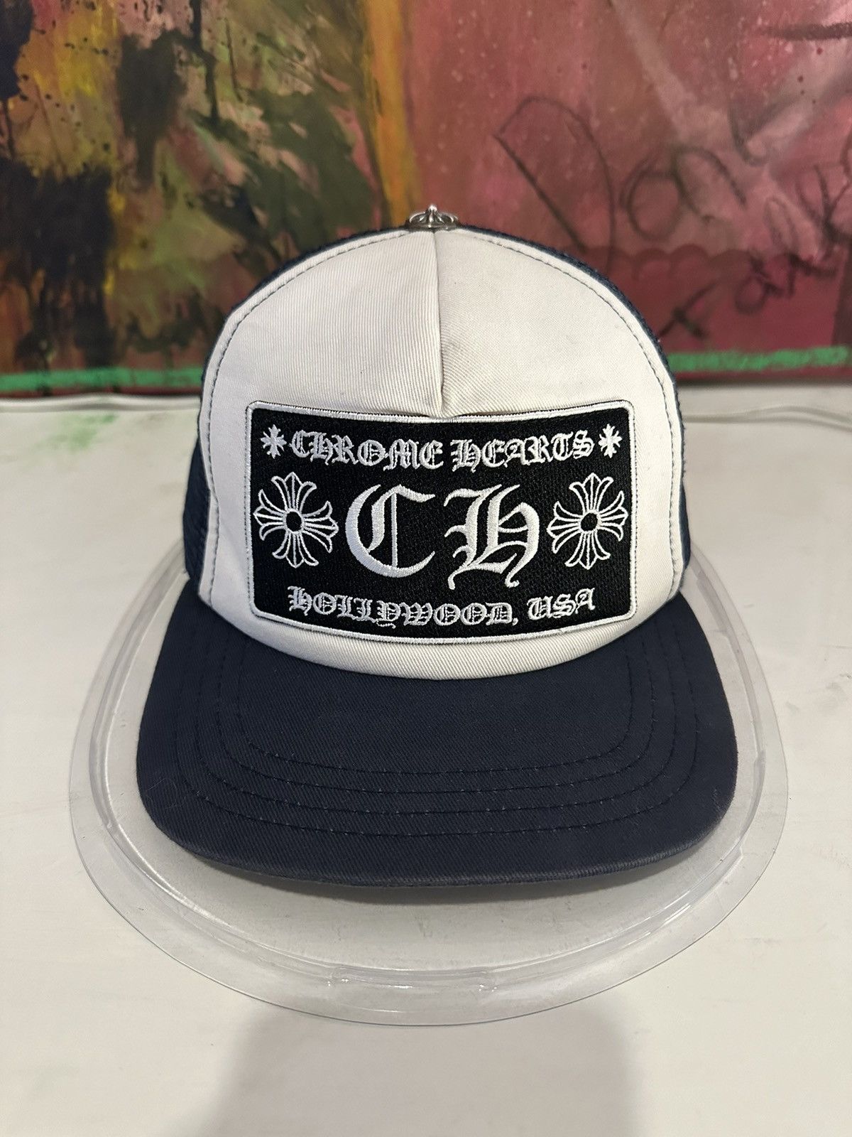 NAVY BLUE RARE Trucker Chrome Hearts Hat Cut Tag