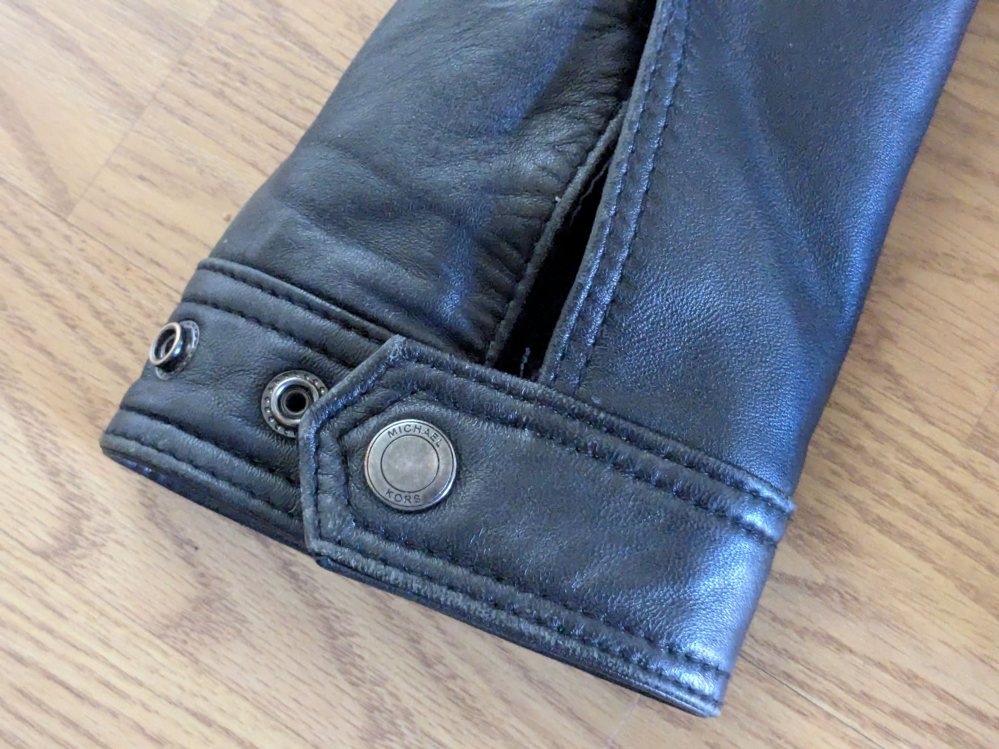 Michael Kors Michael Kors Leather Jacket Black Large Zip Up Size US L / EU 52-54 / 3 - 4 Thumbnail