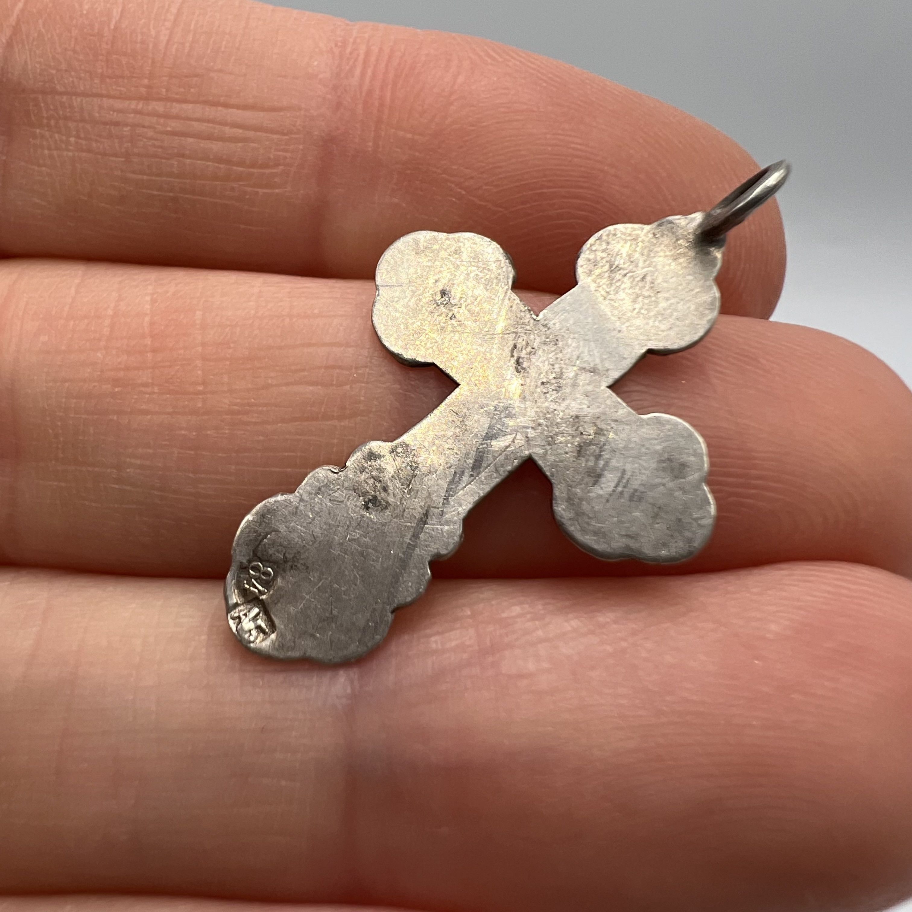 Vintage Vintage Pendant Cross Antique Silver 84 Prayer 0.78g Size ONE SIZE - 3 Thumbnail