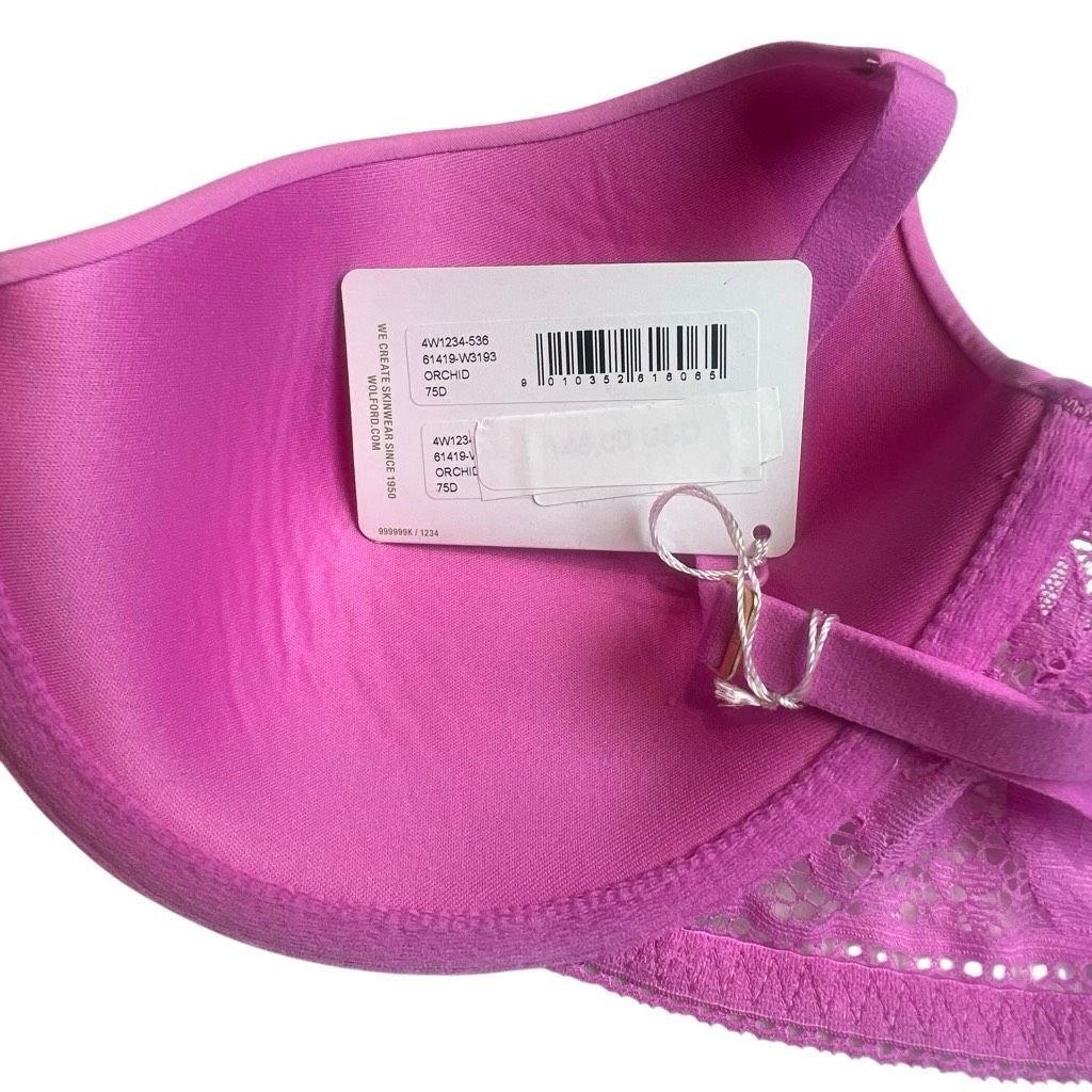 Wolford NWT Wolford Straight Laced Demi Cup Bra 75D 34D Orchid Size ONE SIZE - 13 Thumbnail