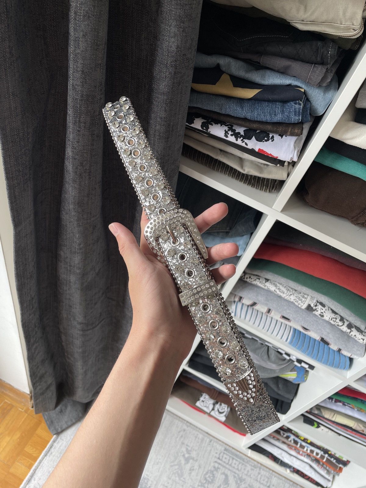 Japanese Brand Vintage Silver Belt Rhinestones Avant Garde Y2K Japanese Size ONE SIZE - 5 Thumbnail