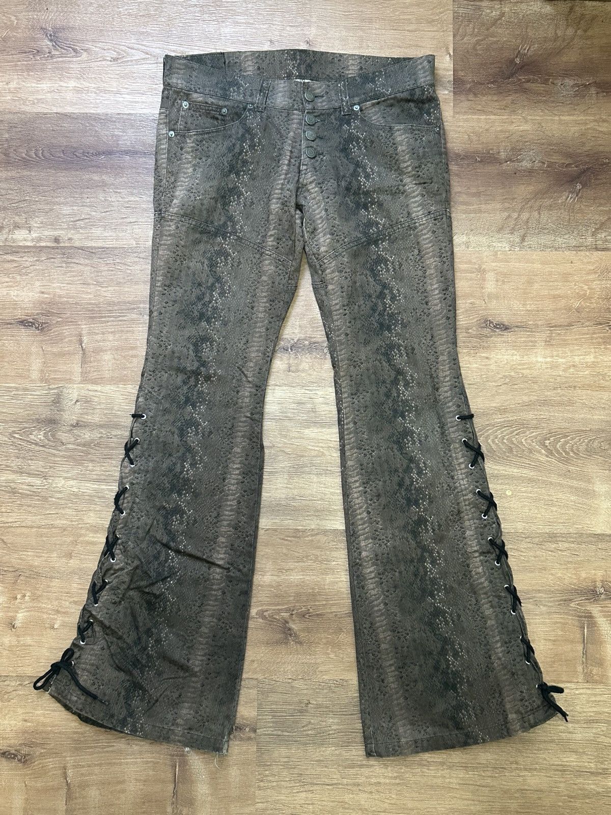 Tornado Mart Tornado Mart Python Print Laced Flares | Grailed