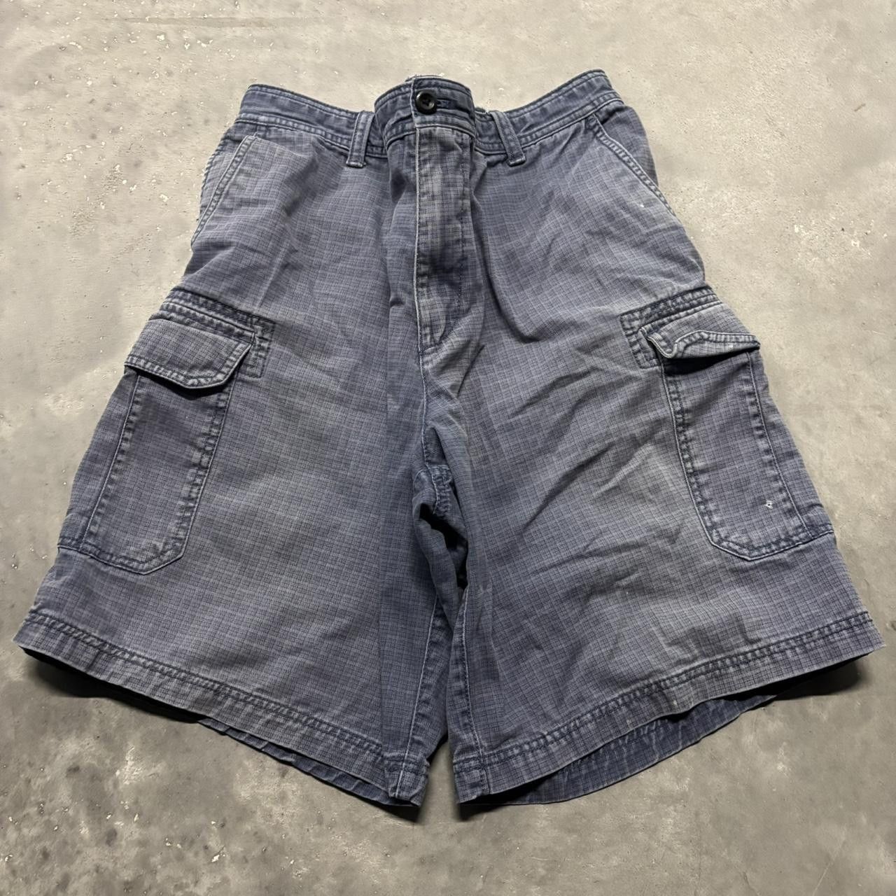 Japanese Brand × Vintage Crazy Vintage Y2K/2000s Baggy Faded Navy Skater Style Cargo Shorts! Size US 36 / EU 52 - 1 Thumbnail
