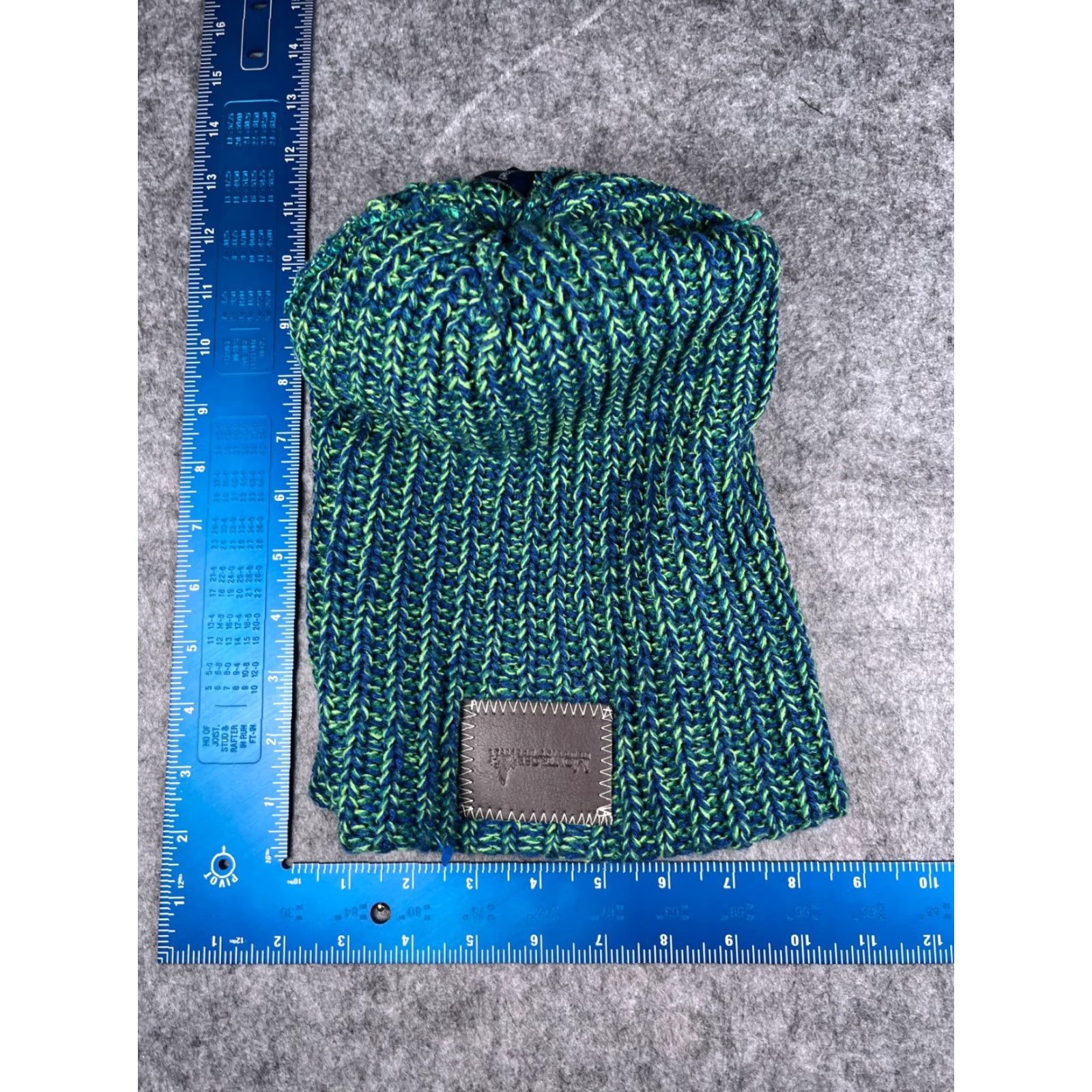 Vintage HitWear Beanie Hat - Knit One Size Unisex Adults - Blue Green Striped Acrylic Pom - Winter Outdoor Ski Hospital Theme Size ONE SIZE - 6 Thumbnail