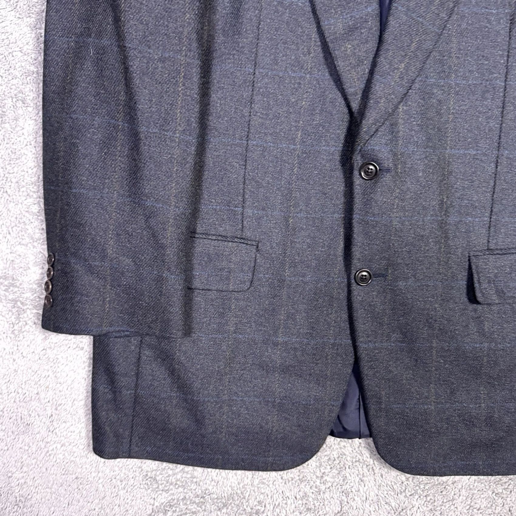 Vintage Samuelsohn Sport Coat Mens 46L Cashmere Wool Windowpane Como Blazer Suit Jacket - Luxury Classic Size 46R - 3 Thumbnail