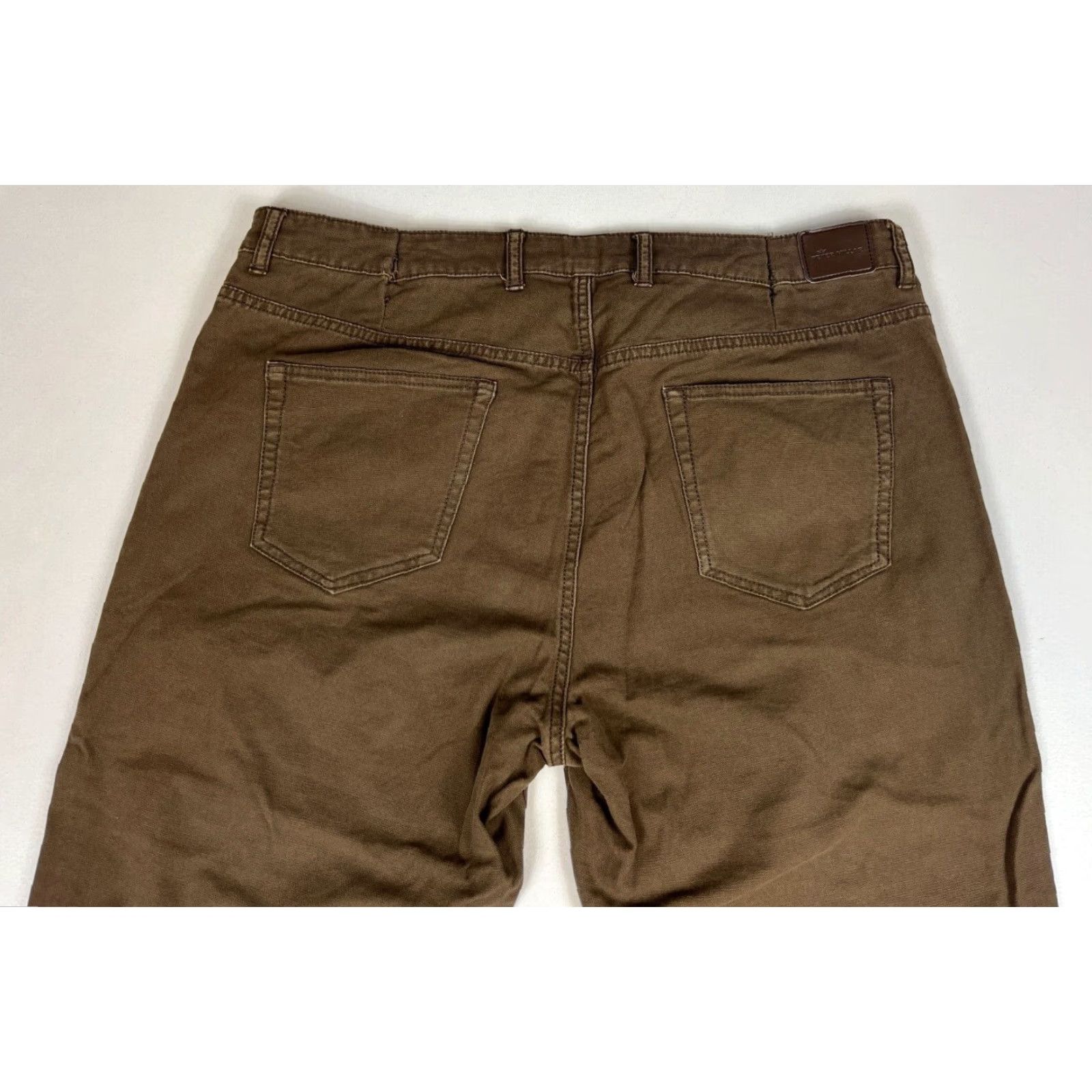 Peter Millar Peter Millar Crown Vintage Five-Pocket Pants Men’s 38x30 Canvas Chino Green Brown Straight Front Regular 98% Cotton 2% Spandex Size US 38 / EU 54 - 4 Thumbnail