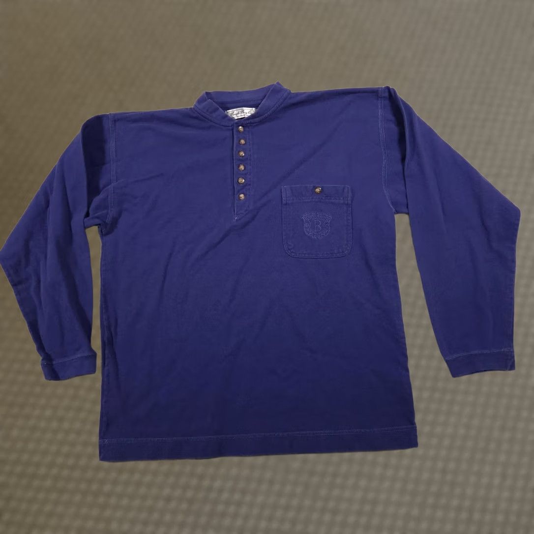 Bugle Boy VINTAGE Bugle Boy Mens Long Sleeve Henley Shirt M Blue 90s Mock Neck Pocket Size US M / EU 48-50 / 2 - 1 Thumbnail