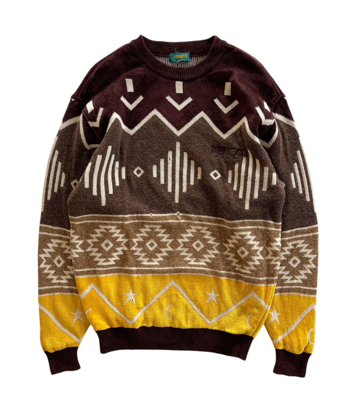 Kenzo Kenzo Colorblock Aztec Printed Sweater Size US L / EU 52-54 / 3 - 1 Thumbnail