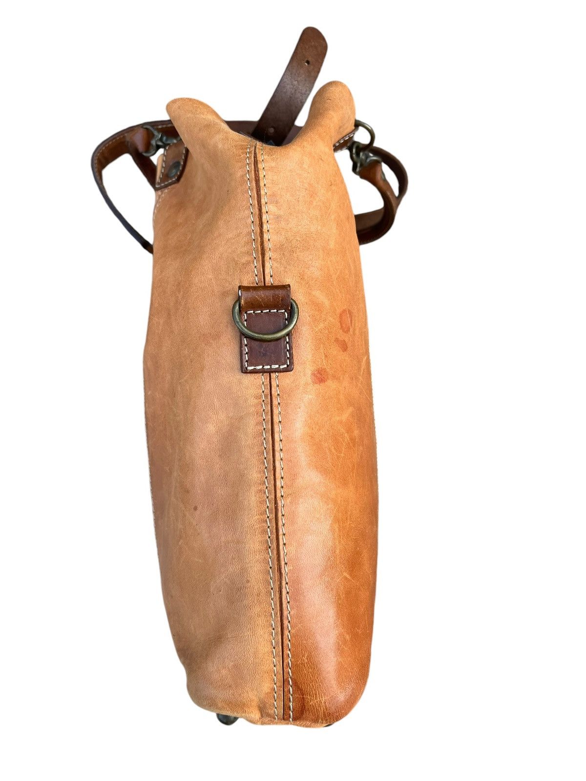 Leather Vintage REI Japan Distress Fade Patina Leather 2 Way Bag Size ONE SIZE - 11 Thumbnail
