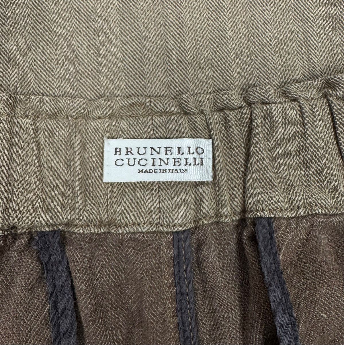 Brunello Cucinelli Brunello Cucinelli Herringbone Crop Trousers Linen-Cotton Size 26" / US 2 / IT 38 - 12 Thumbnail