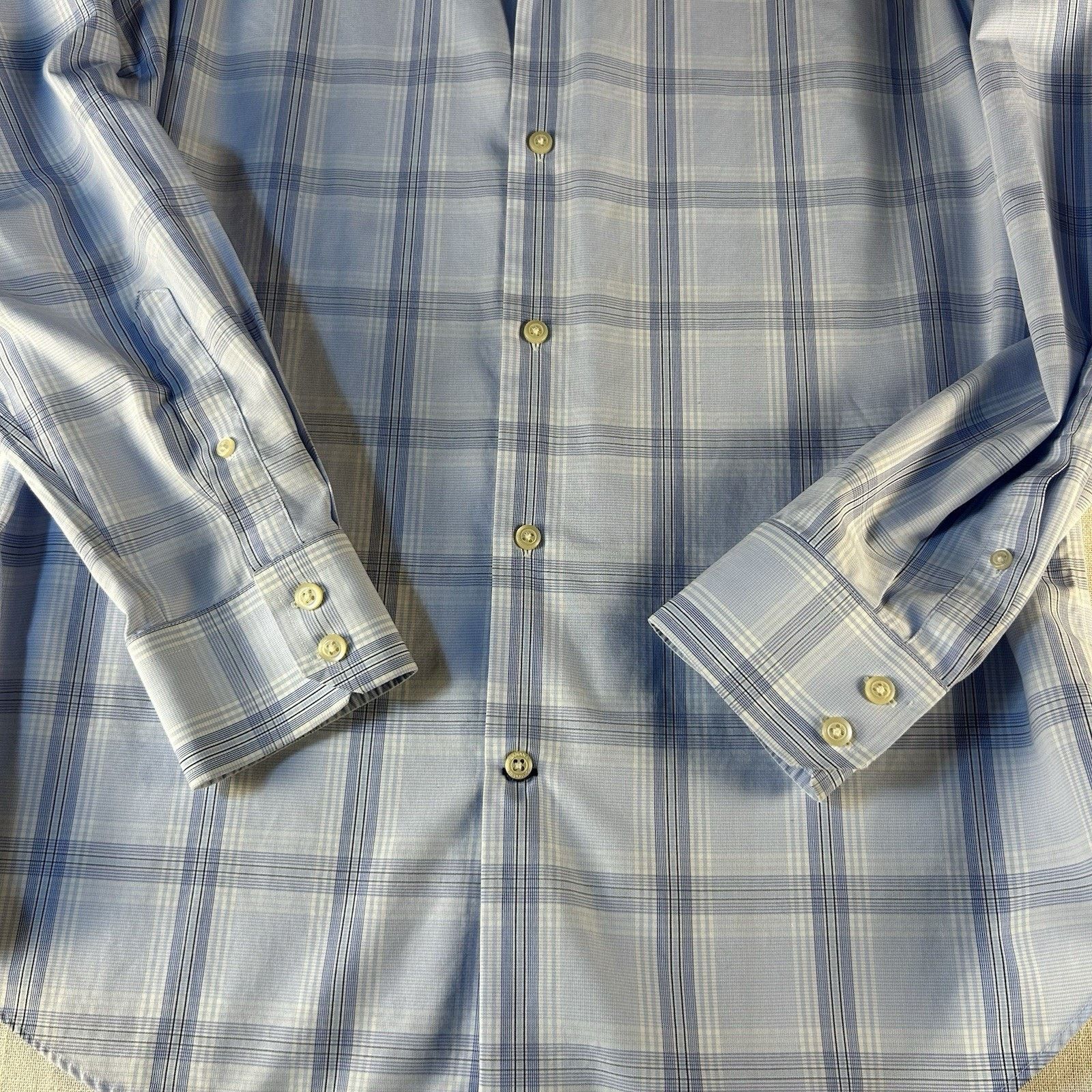 Banana Republic Banana Republic Non-Iron Slim Fit L Blue Plaid Long Sleeve Size US L / EU 52-54 / 3 - 4 Thumbnail