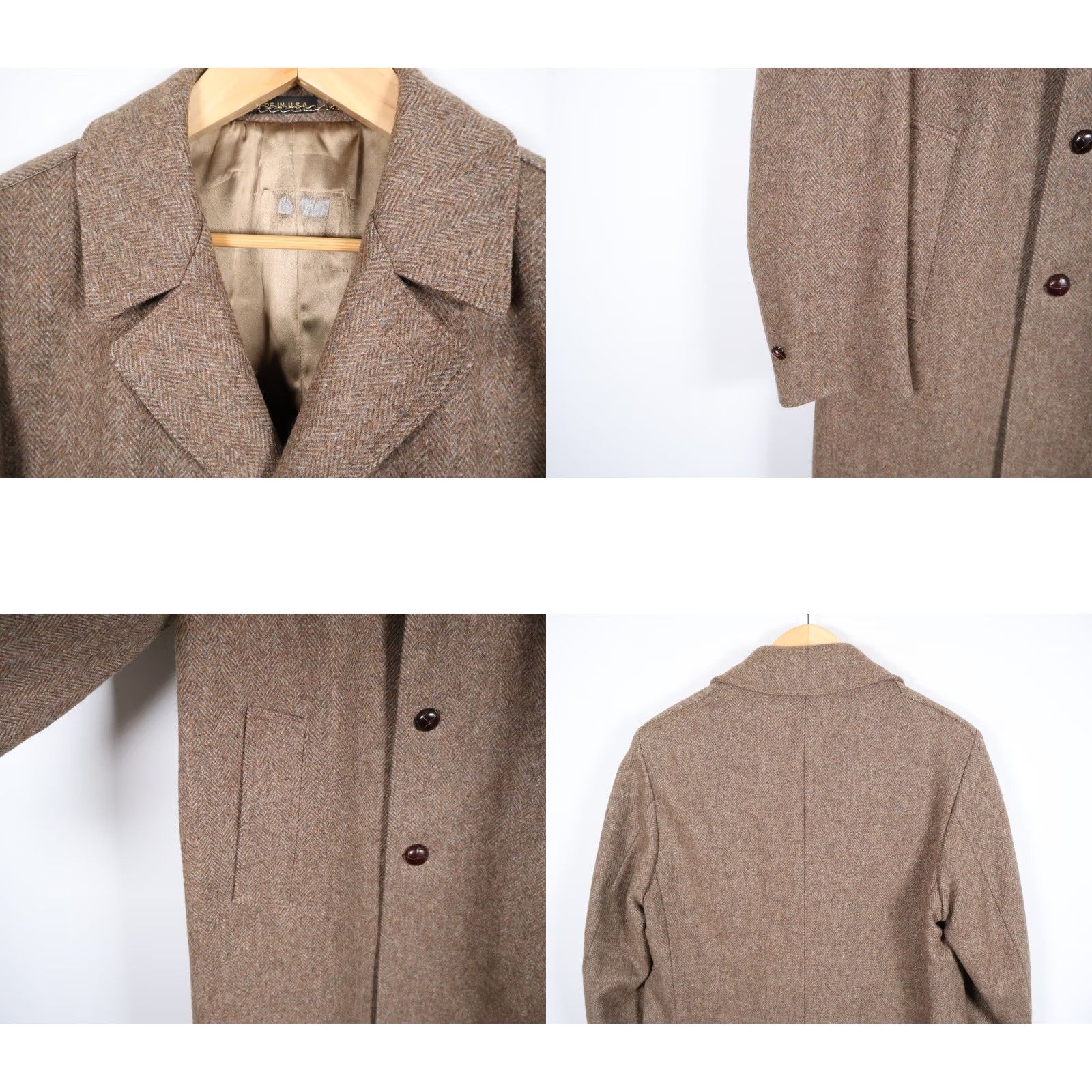 Vintage VINTAGE Casualcraft Overcoat Coat Wool 40 Brown 3 Button Herringbone Tweed USA Made Mens Long Size US XXS / EU 40 - 10 Thumbnail
