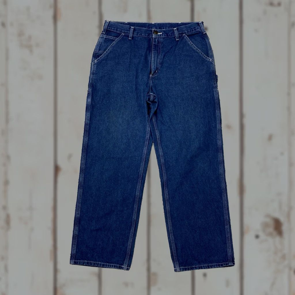 Carhartt VINTAGE Carhartt Carpenter Work Jeans 34 Men's Denim Blue 5-Pocket Regular Straight Relaxed Cotton Zip 34x29.5 29.5 Inseam Size US 34 / EU 50 - 1 Thumbnail