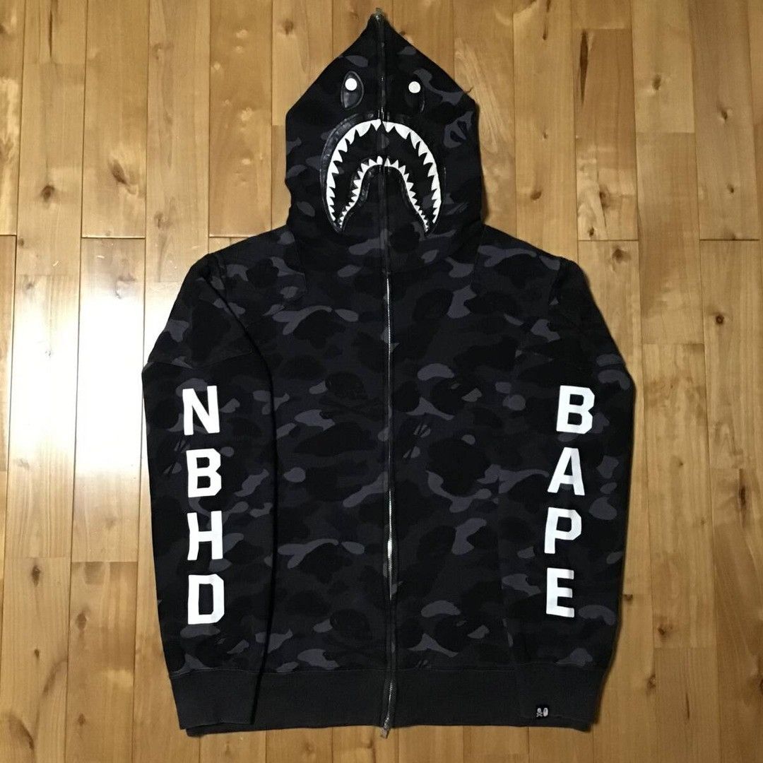 トップス BAPE x NEIGHBORHOOD HOODIE BAPE x Neighborhood Two Face Half Zip Pullover Hoodie Black