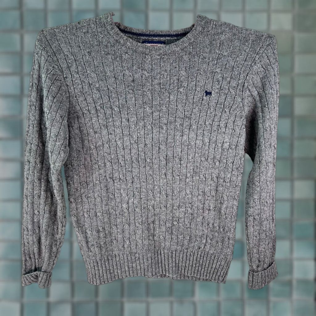 Vintage Aéropostale Mens Knitted Wool Blend Sweater Large L Gray Crew Neck Pullover Long Sleeve Breathable Logo Vintage No Size US L / EU 52-54 / 3 - 1 Thumbnail