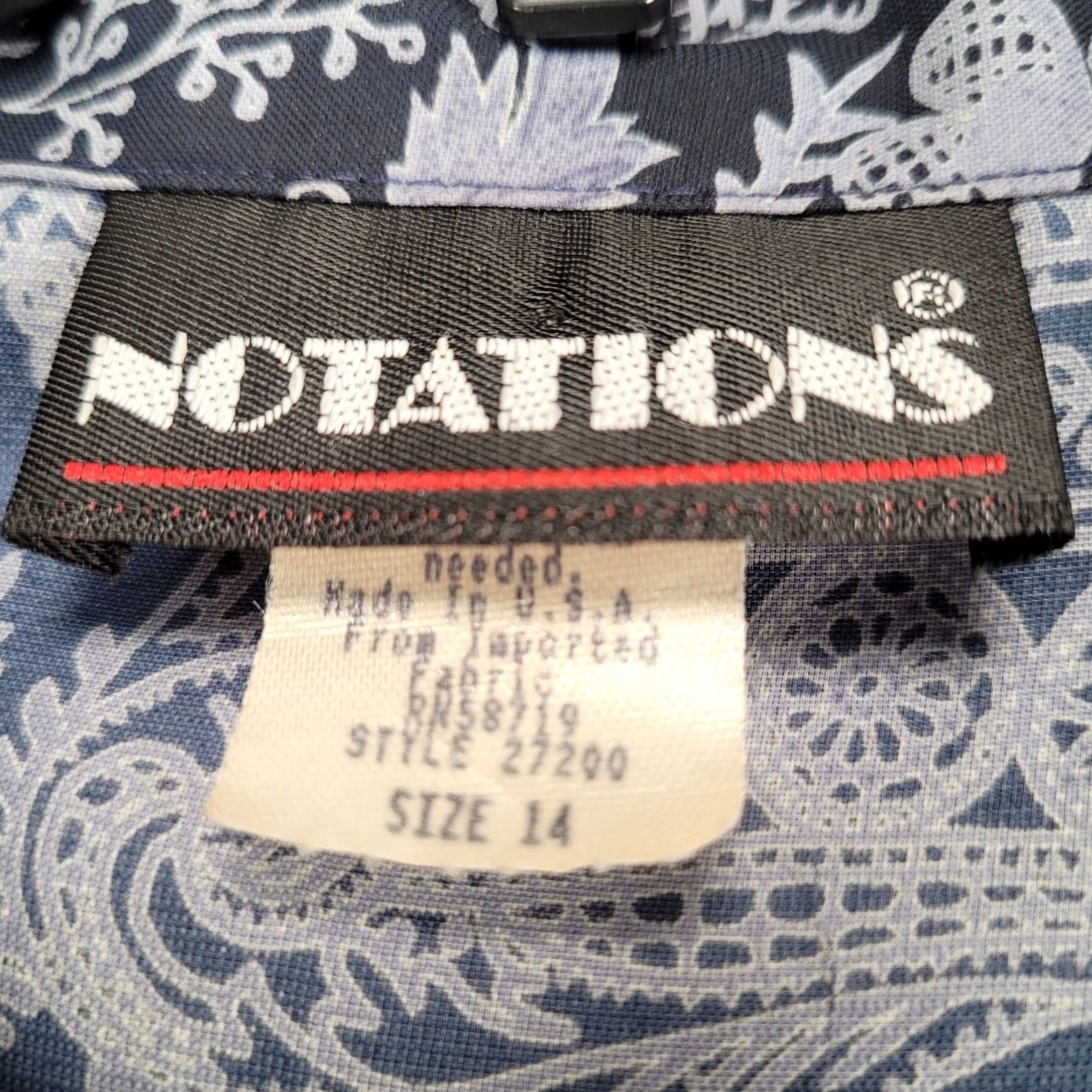 Vintage VINTAGE Notations Blue Paisley Print Button Down Short Sleeve Blouse Womens Size 14 Size XL / US 12-14 / IT 48-50 - 2 Thumbnail