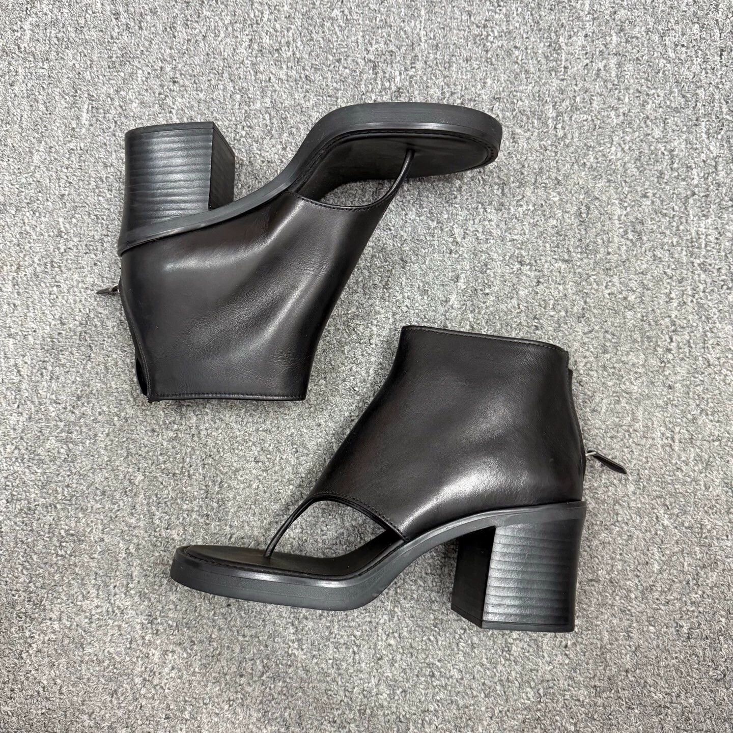Miu Miu Miu Miu black open-toe leather block-heel zip boots 39 Size US 9 / IT 39 - 6 Thumbnail
