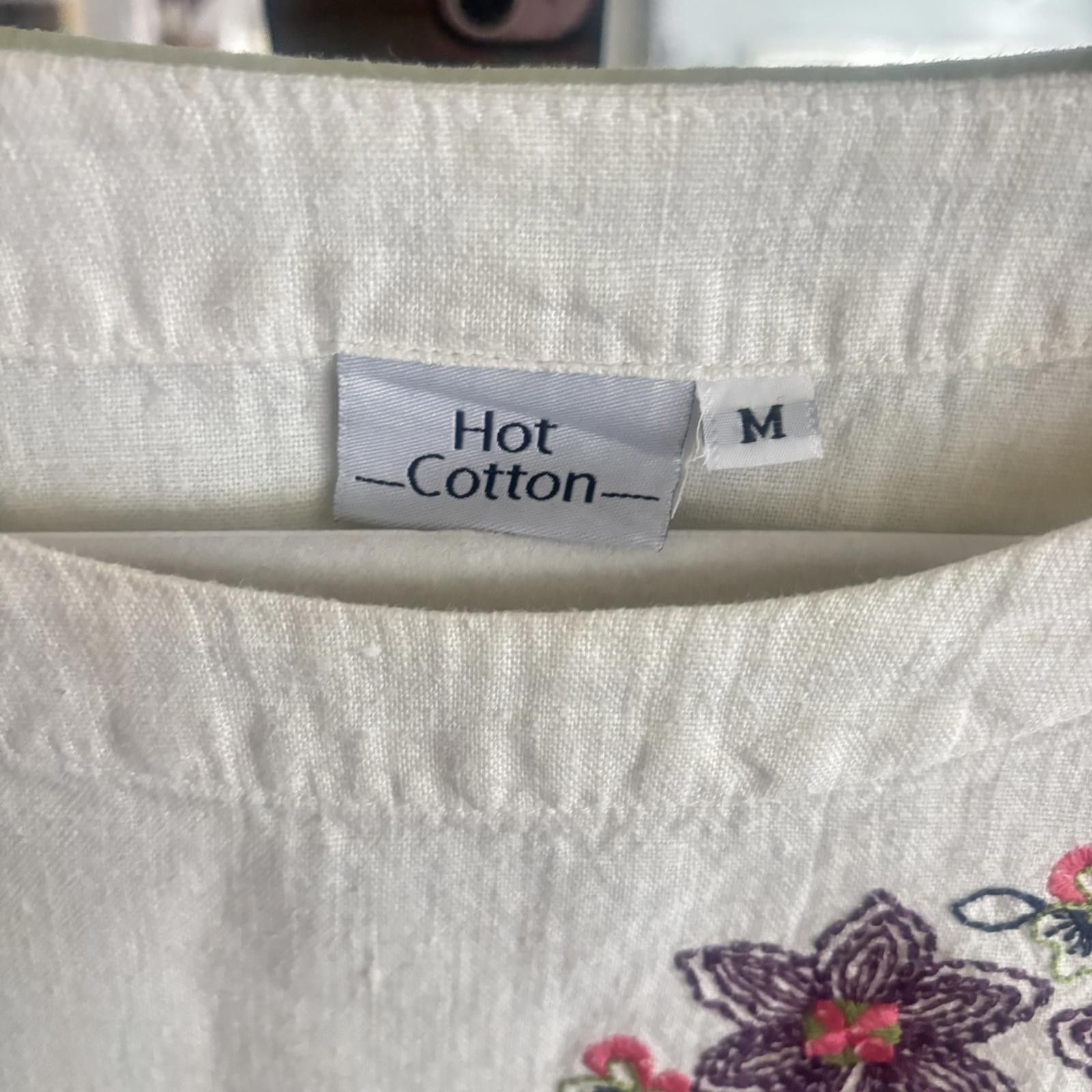 Other Hot Cotton By Marc Ware Embroidered Linen Shirt Size M / US 6-8 / IT 42-44 - 6 Thumbnail