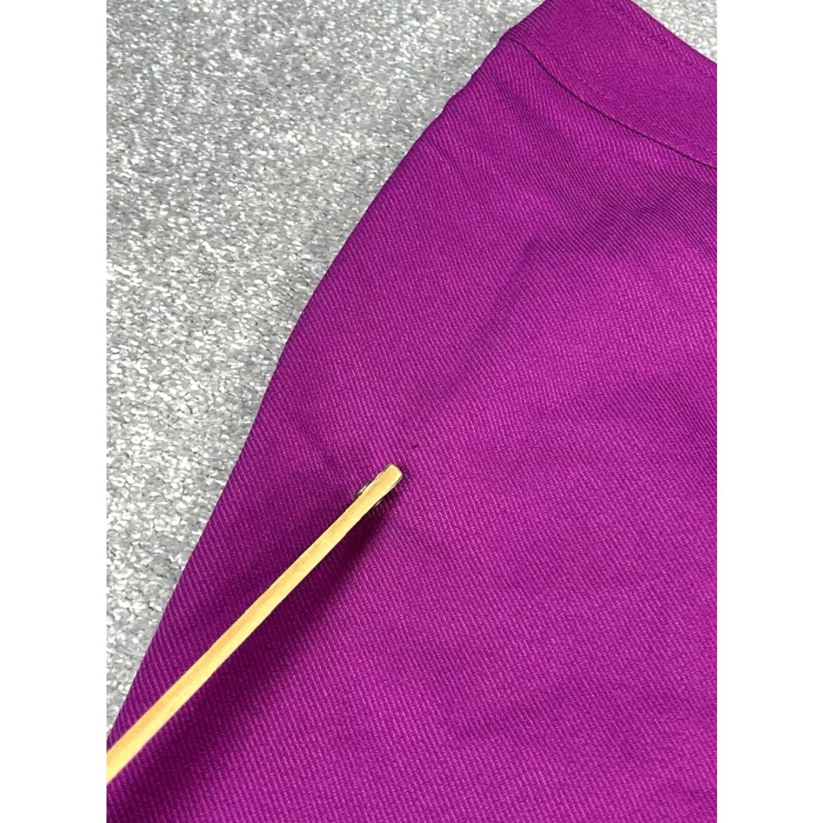 Vintage Tahari ASL Pencil Skirt Women 12 Purple Midi Straight Lined Stretch Zipper Slit Casual Travel Size 34" / US 12 / IT 48 - 4 Thumbnail