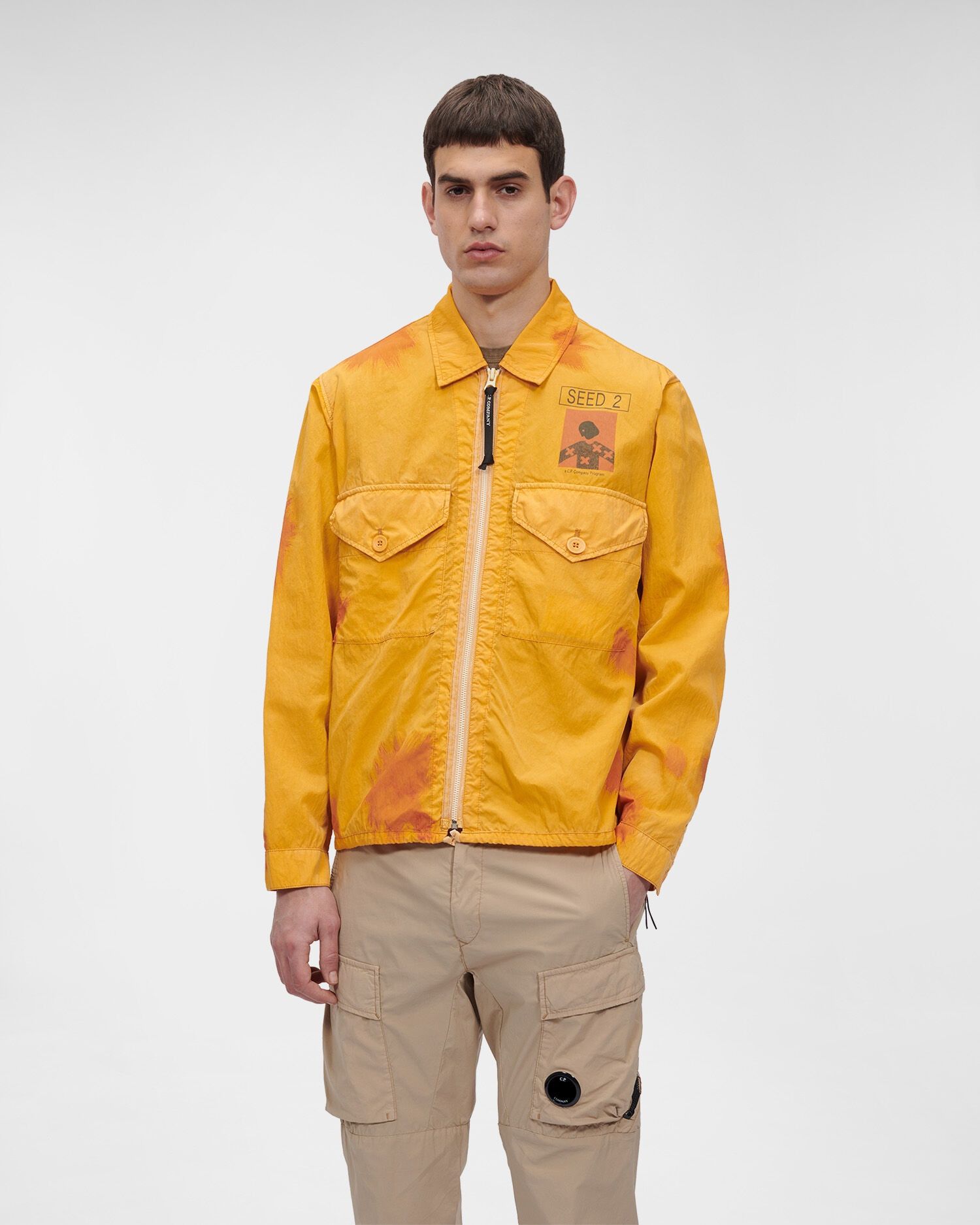 C.P. Company o1y1224 Logo Zipped Hooded Jacket in Marigold Size US M / EU 48-50 / 2 - 2 Thumbnail