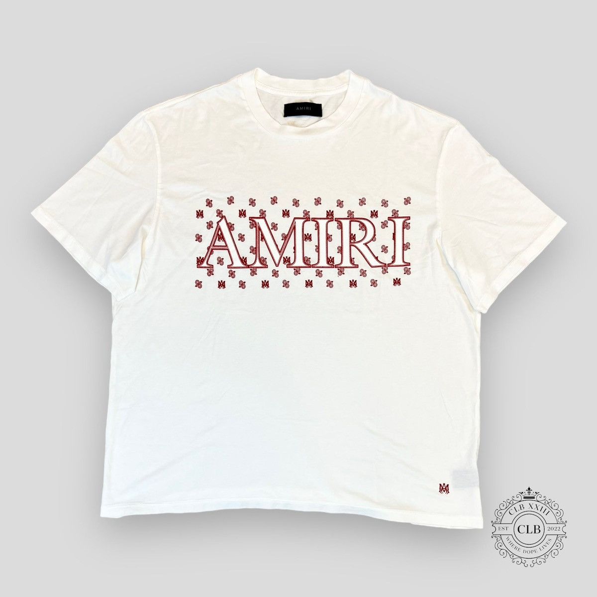 image of Amiri Ma Paisley Tee In White/red, Men's (Size 2XL)