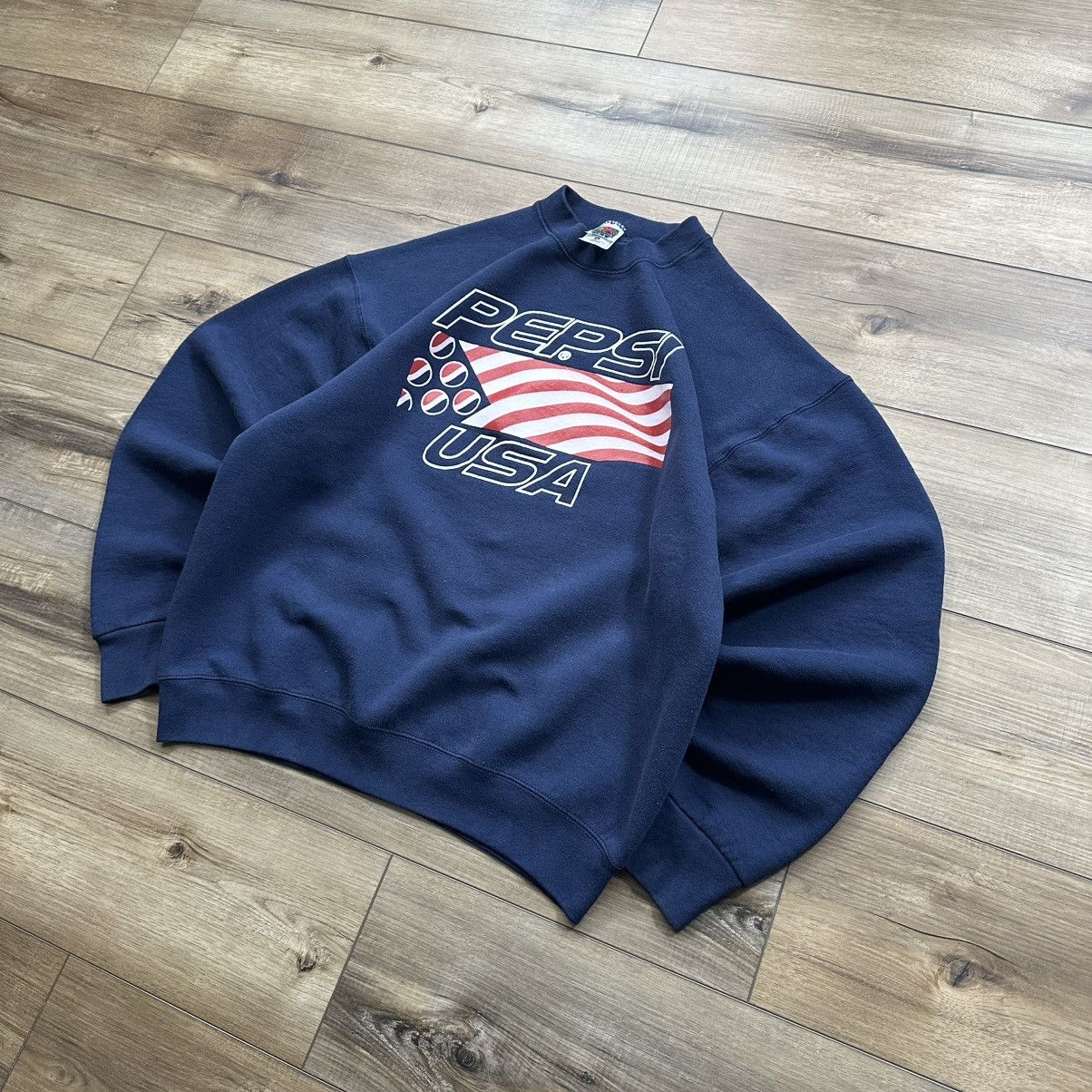 Fruit Of The Loom Vintage 90s Pepsi Spell Out Made in USA Crewneck Sweatshirt Size US XL / EU 56 / 4 - 3 Thumbnail