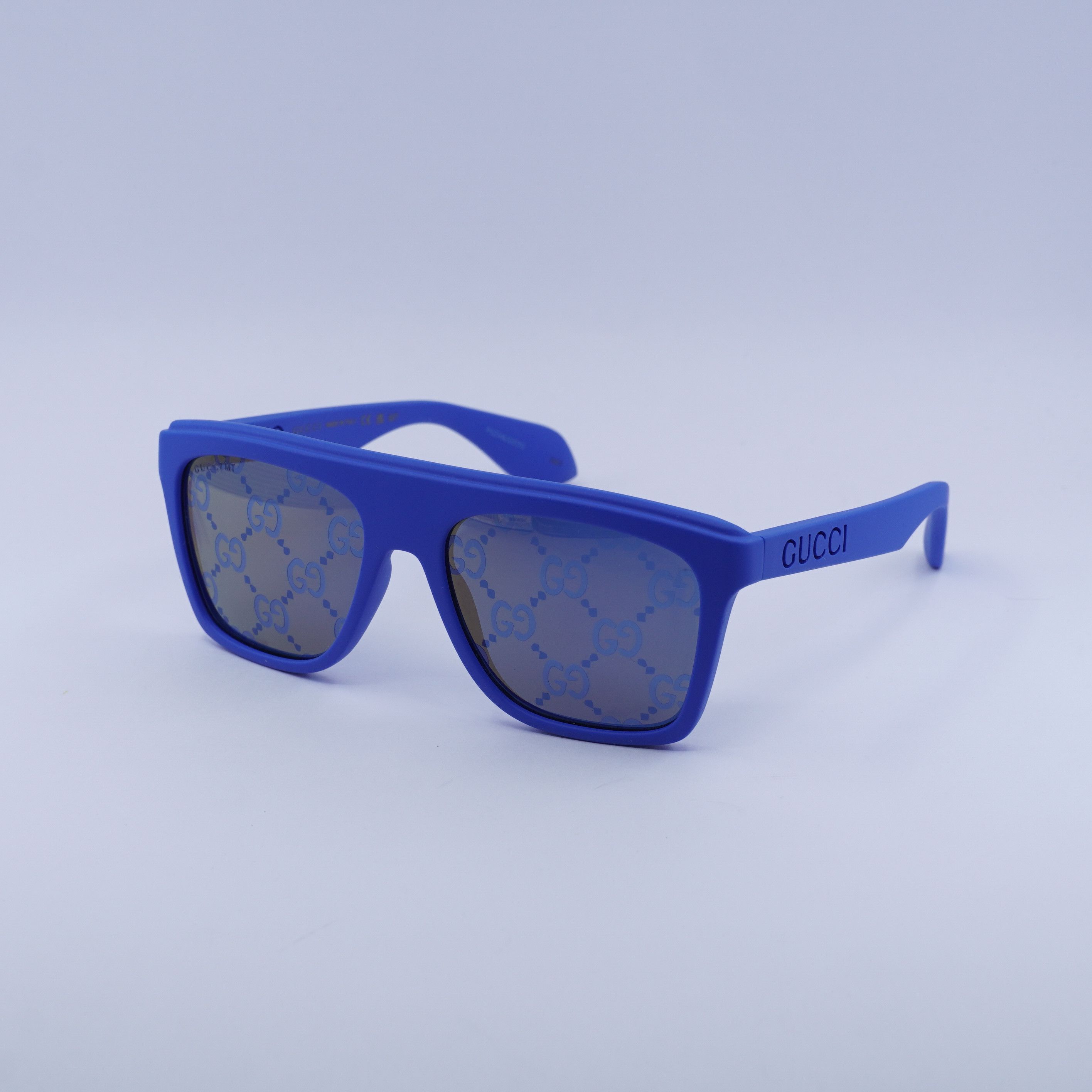Gucci 🕶️ New Gucci GG1570S 004 Sunglasses - Matte Blue Frame Size ONE SIZE - 1 Thumbnail
