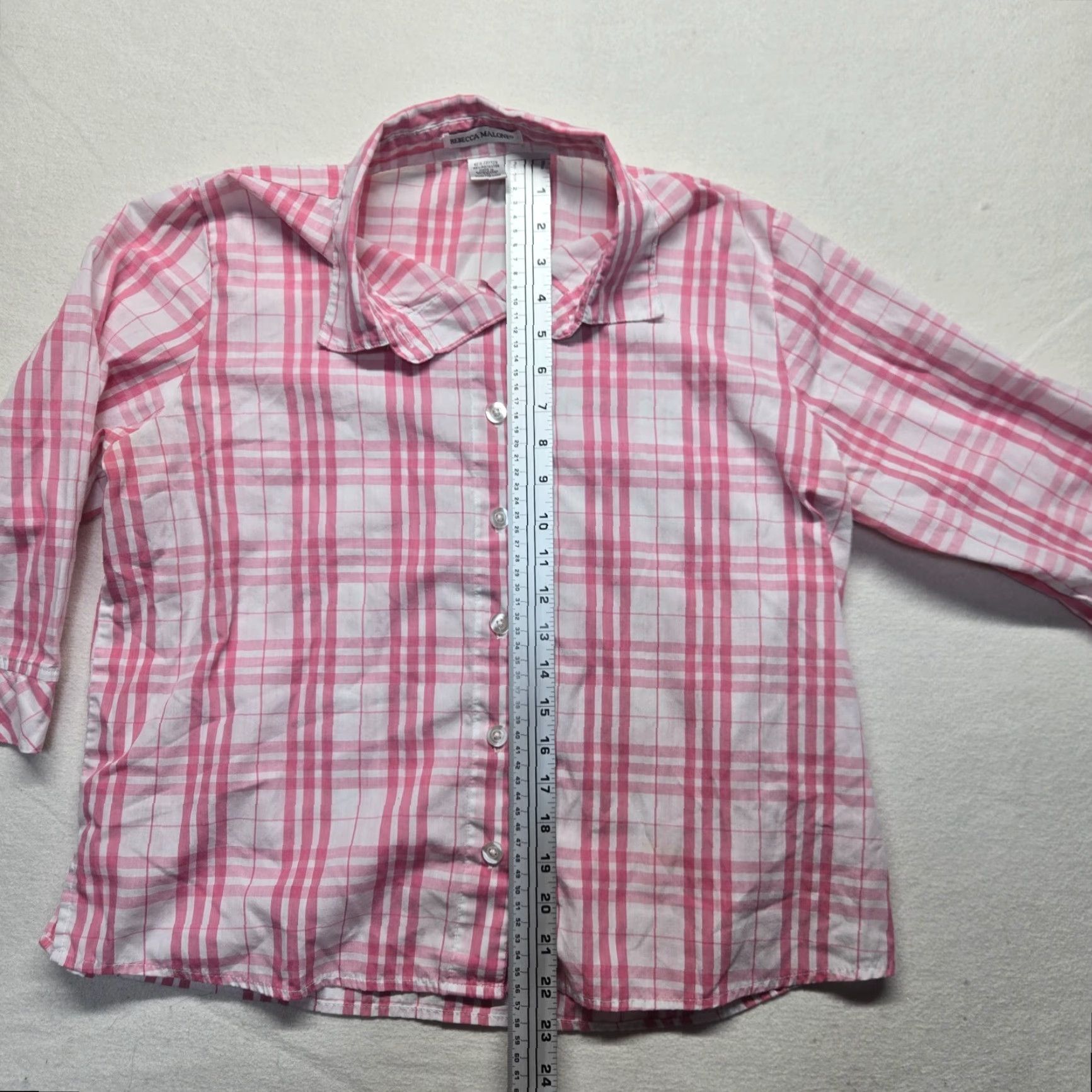 Pinko Rebecca Malone Pink Plaid Button-Up Shirt Collared 3/4 Sleeve Women's XL Shirt, Pink, Plaid, Button-Up, Rebecca Malone, Women XL, Casual Shirt Size XL / US 12-14 / IT 48-50 - 6 Thumbnail