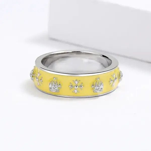 Japanese Brand × Jewelry × Vintage Creative Handmade Yellow Enamel Heart Ring Size ONE SIZE - 4 Thumbnail