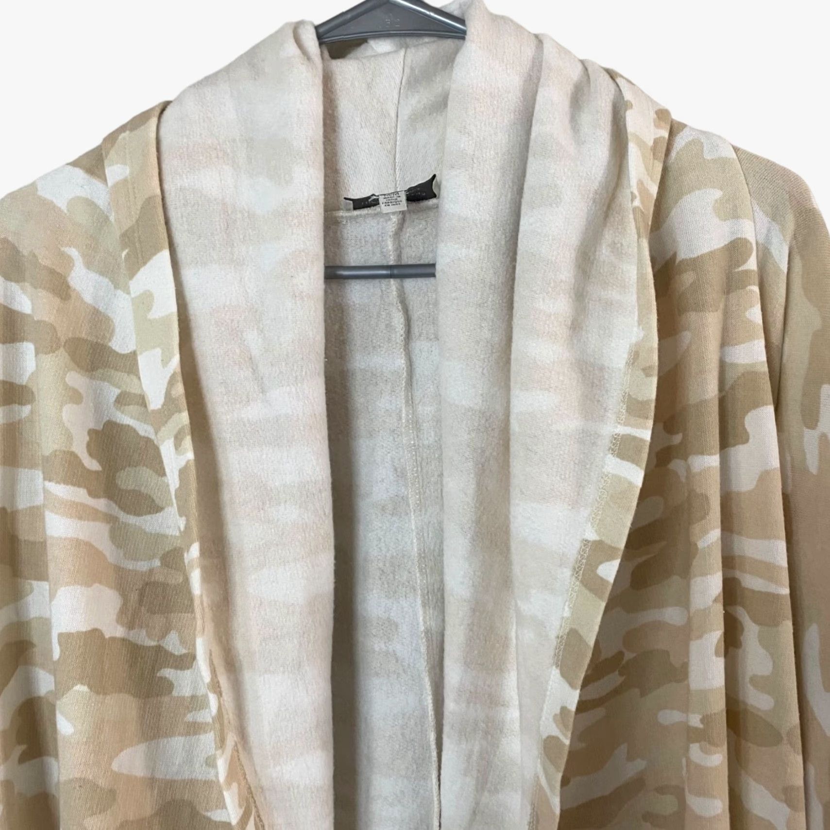 Lucky Brand Lucky Brand Camo Hooded Cardigan Sweater Womens M Cream & White Long-Sleeve Size M / US 6-8 / IT 42-44 - 5 Thumbnail