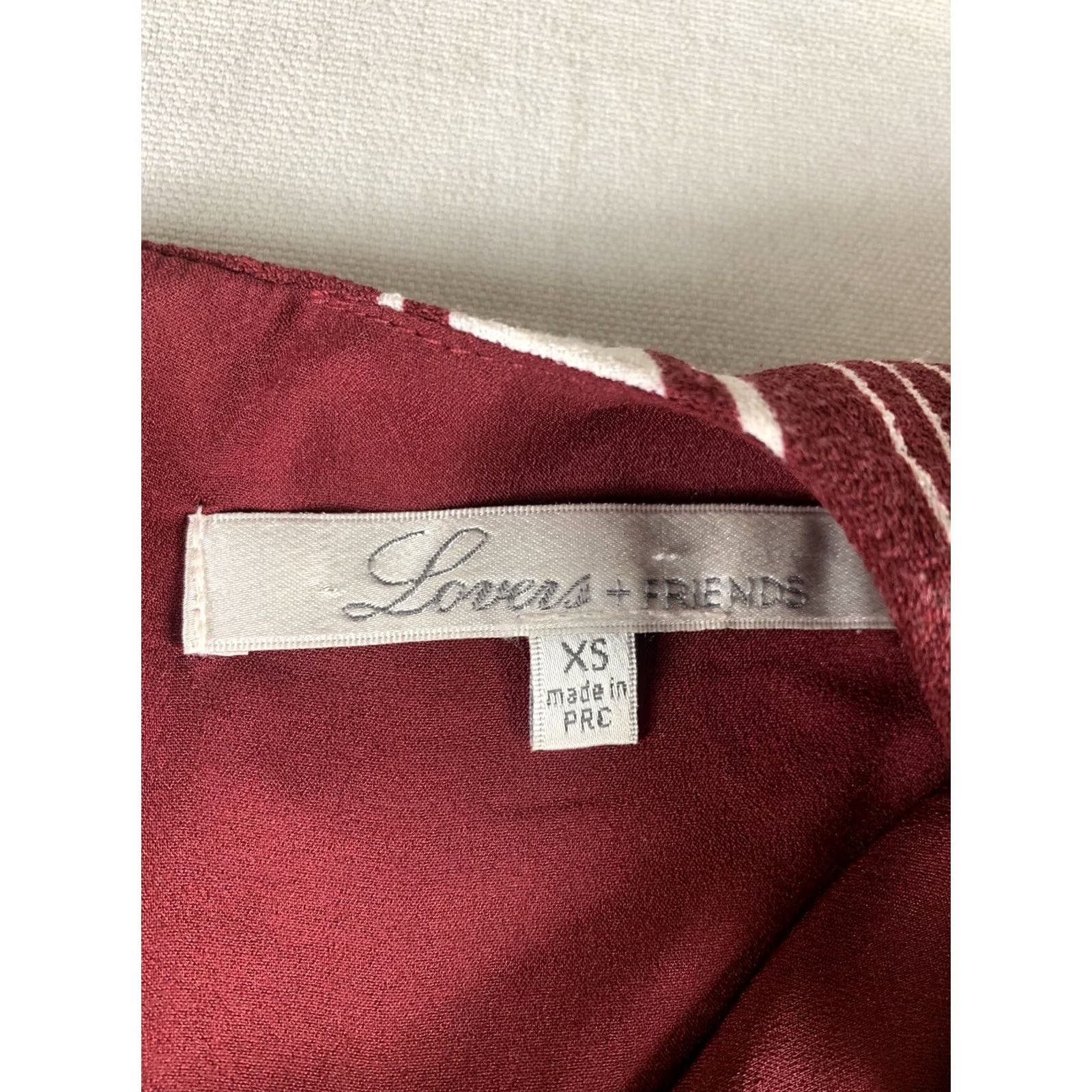 Vintage LOVERS AND FRIENDS DRESS WOMENS RED WHITE STRIPED SHORT SLEEVE V-NECK XS Size 26" / US 2 / IT 38 - 5 Thumbnail