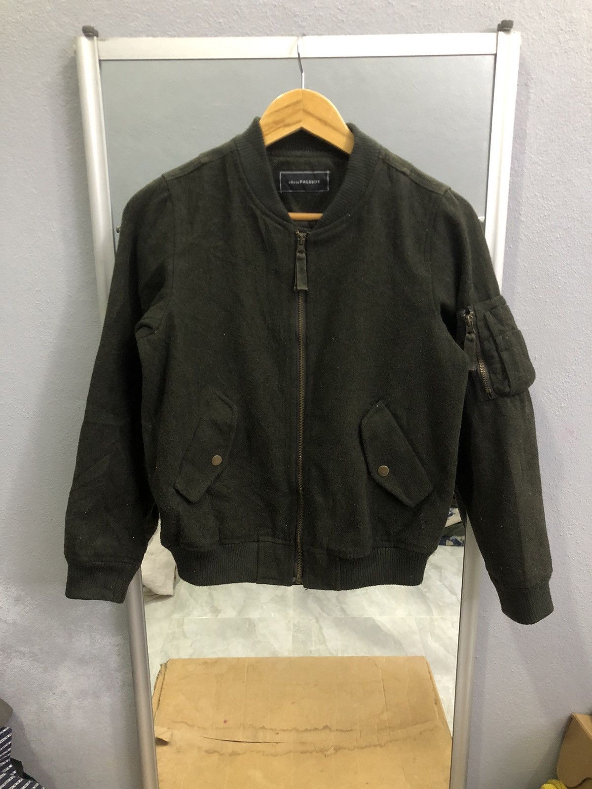 Japanese Brand Alicia Pageboy Wool MA-1 Bomber Jacket Olive Japan Size S / US 4 / IT 40 - 1 Thumbnail