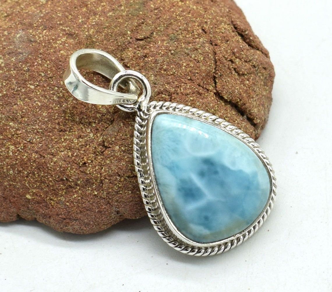 Handmade Wonderful Blue Larimar Gemstone Pendant Size ONE SIZE - 2 Thumbnail