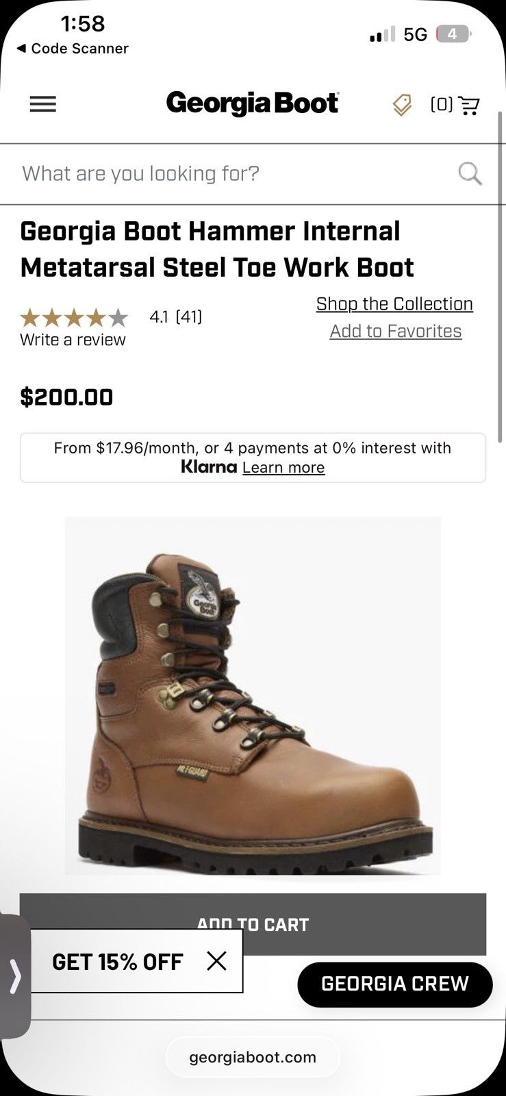Other New Georgia Boot Hammer Steel Toe Work Boots - Size 10.5 Size US 10.5 / EU 43-44 - 1 Thumbnail