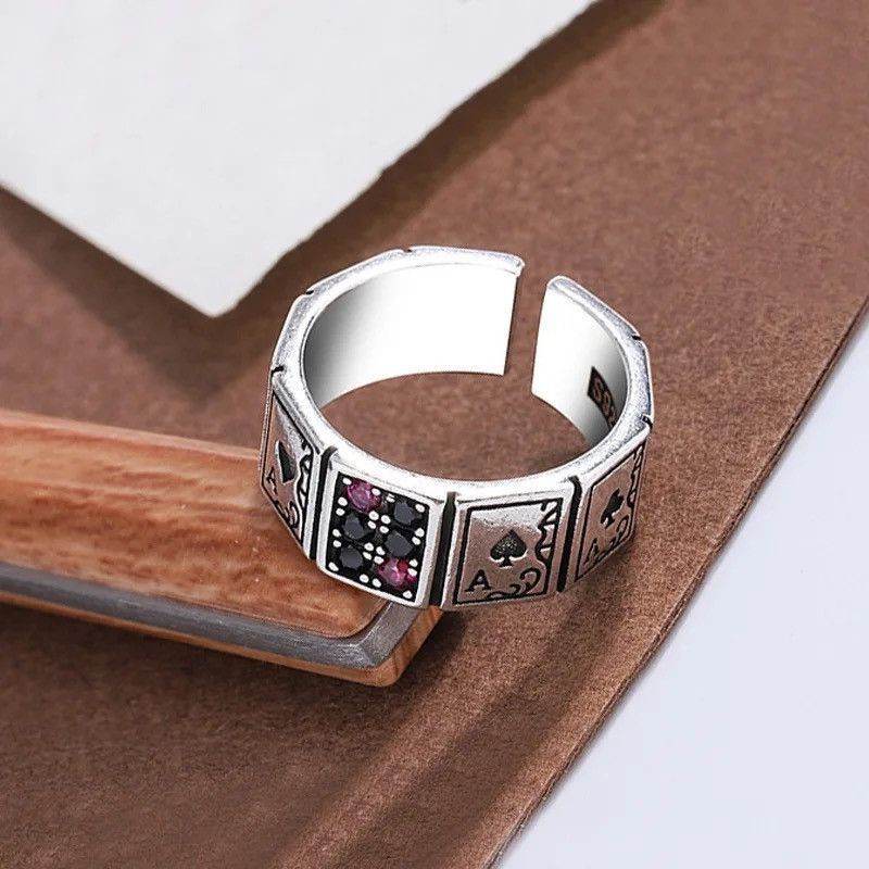 Jewelry Y2K Poker Card Adjustable Ring Size ONE SIZE - 3 Thumbnail