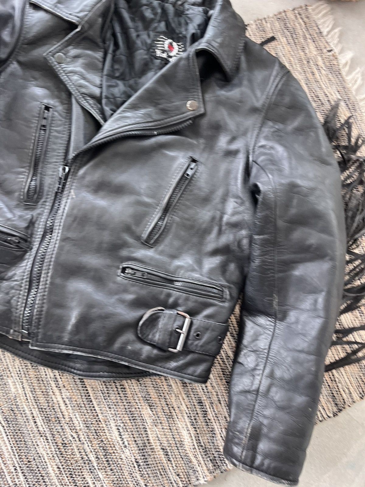 Genuine Leather Vintage Leather Biker Jacket Black Cowboy Western Style Y2K Size S / US 4 / IT 40 - 8 Thumbnail