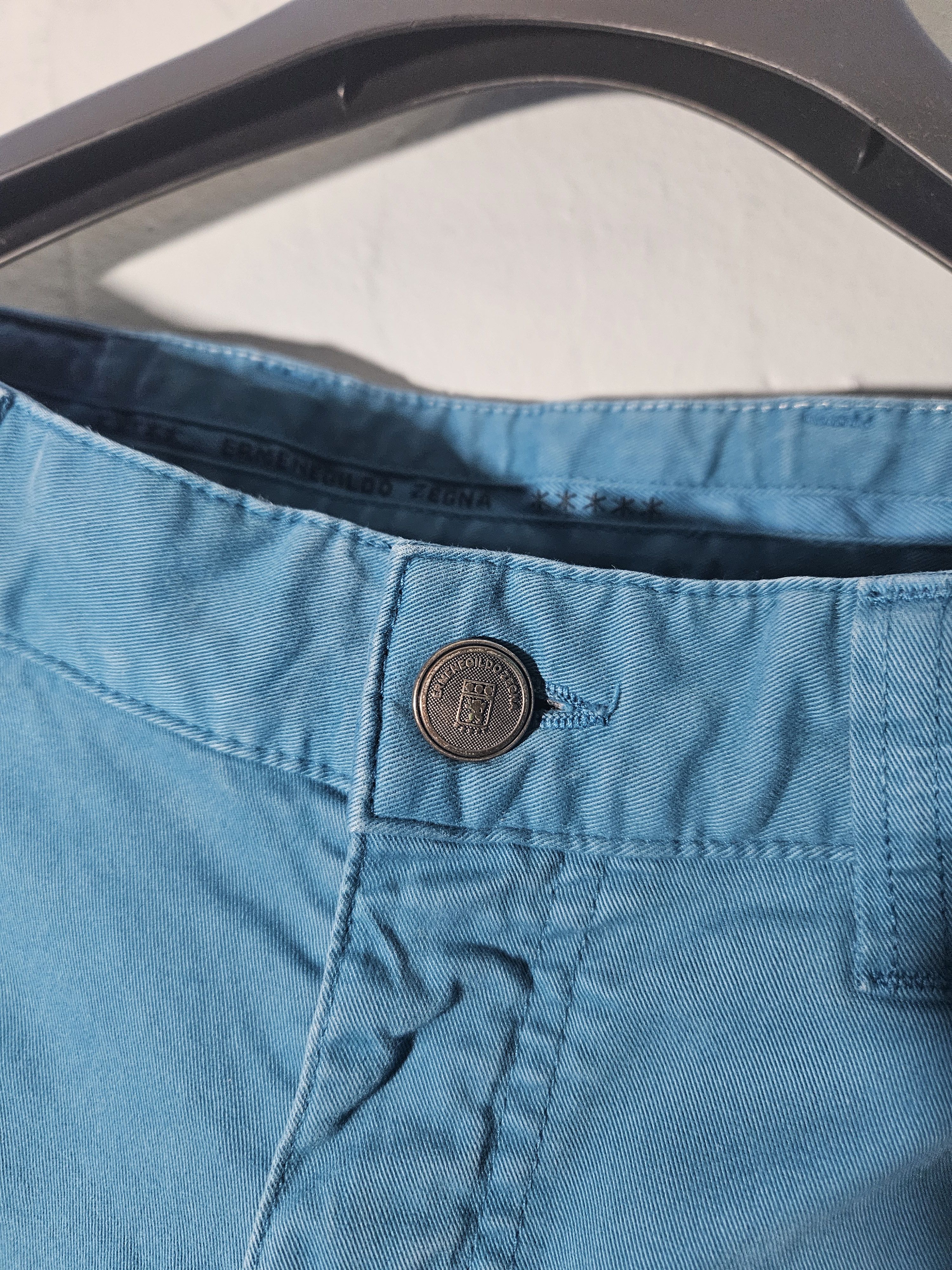 Ermenegildo Zegna Opal Blue Cotton Stretch Back Patch Pants Size US 34 / EU 50 - 3 Thumbnail