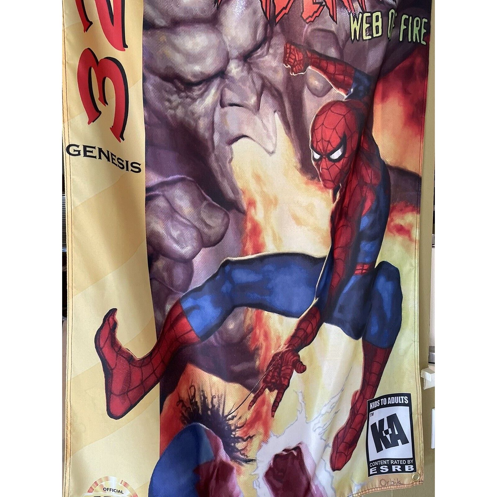 Other Amazing Spider-Man: Web of Fire 5ft Flag Sega Genesis 32X Size ONE SIZE - 3 Thumbnail