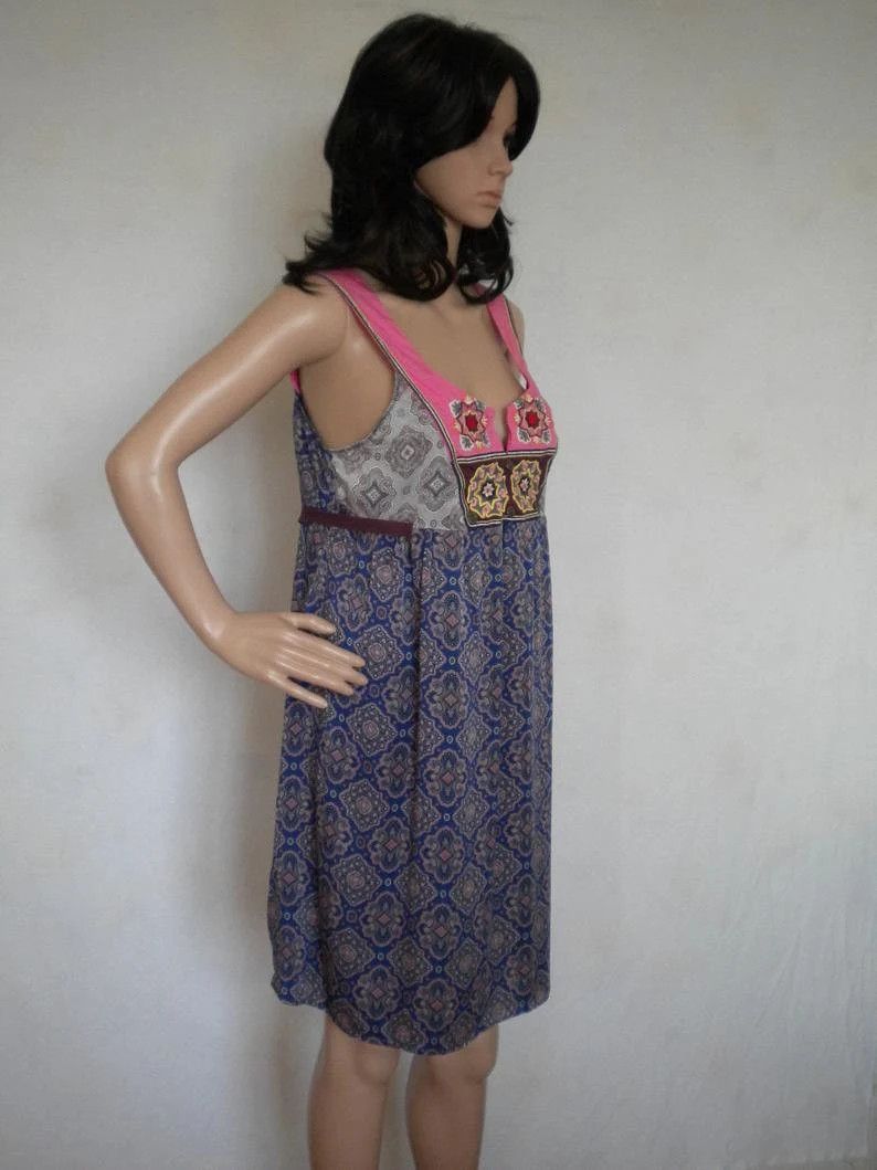 Odd Molly Vintage silk sundress sleeveless summer babydoll mini dress Size M / US 6-8 / IT 42-44 - 5 Thumbnail