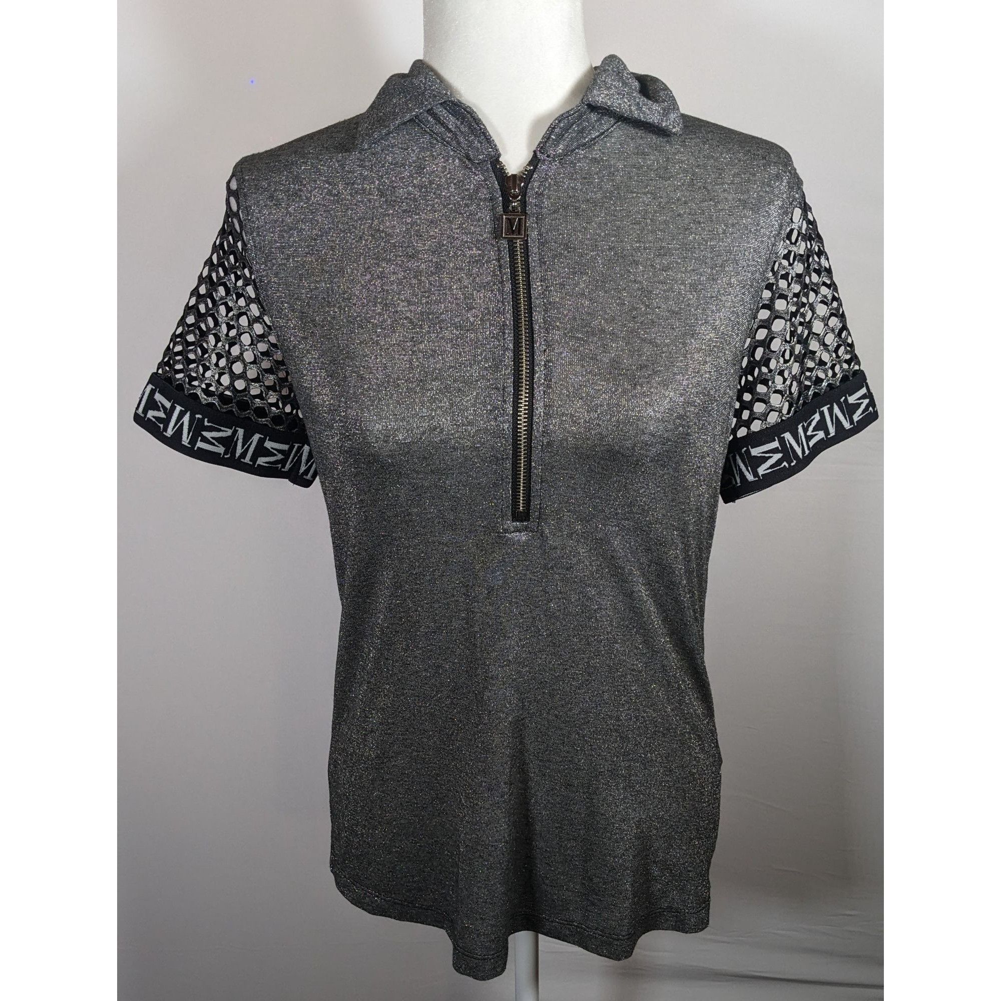 Other Motherputter Metallic Black And Silver Mesh Sleeve Golf Shir Size S / US 4 / IT 40 - 7 Thumbnail