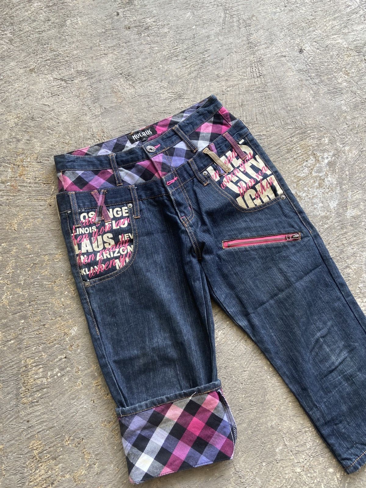Japanese Brand 2000s Nylaus - Vkei Harajuku Style Double Waist Pants Size US 30 / EU 46 - 2 Thumbnail
