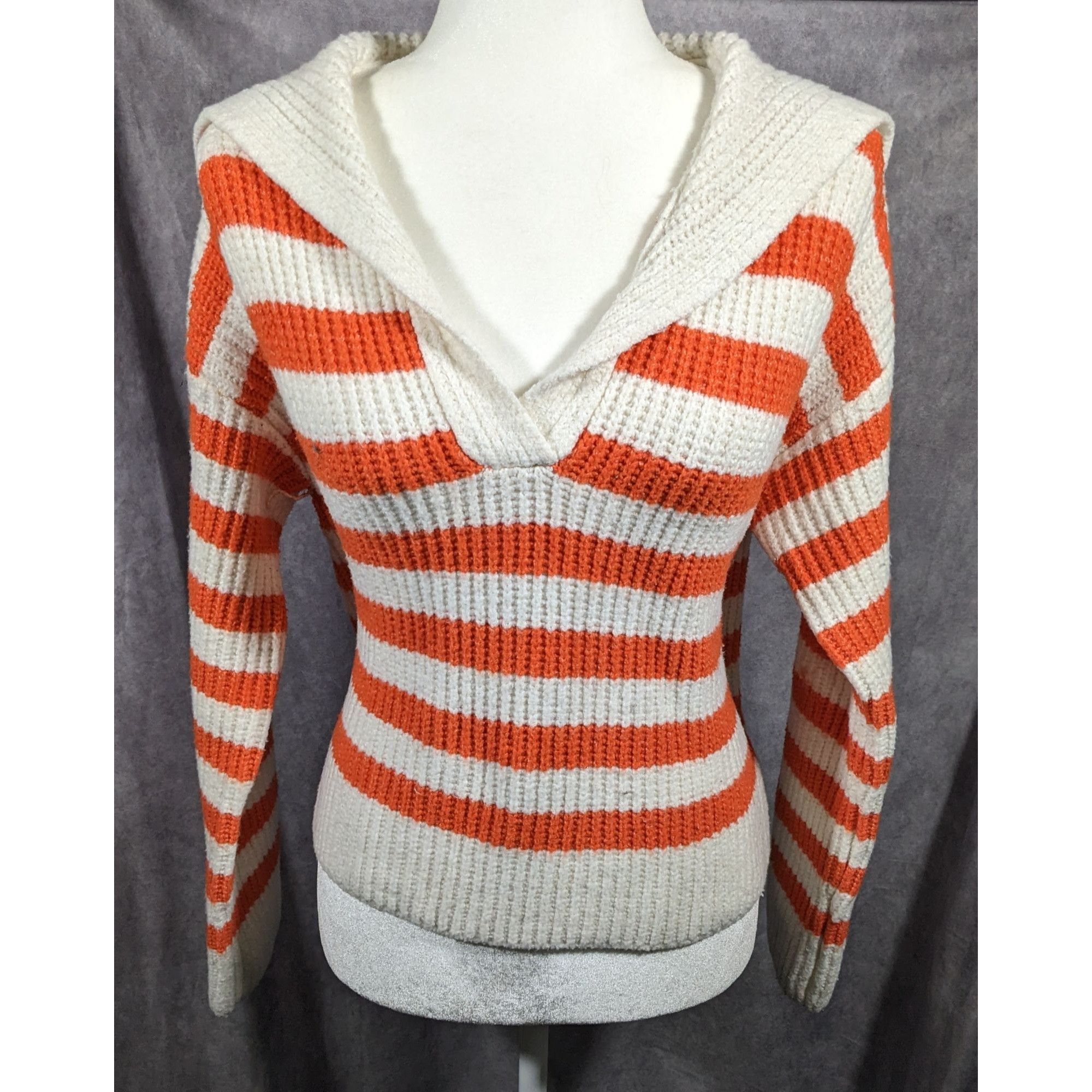 Other Sincerely Jules Preppy Orange And White Striped Sweater Size Size M / US 6-8 / IT 42-44 - 5 Thumbnail