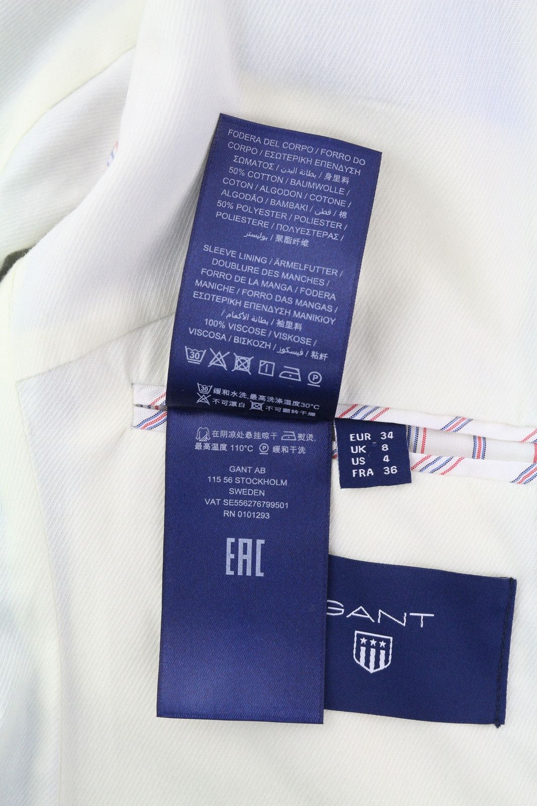 Gant EU34 Blue Linen Blend Notch Lapel Blazer 85315 Size XS / US 0-2 / IT 36-38 - 11 Thumbnail